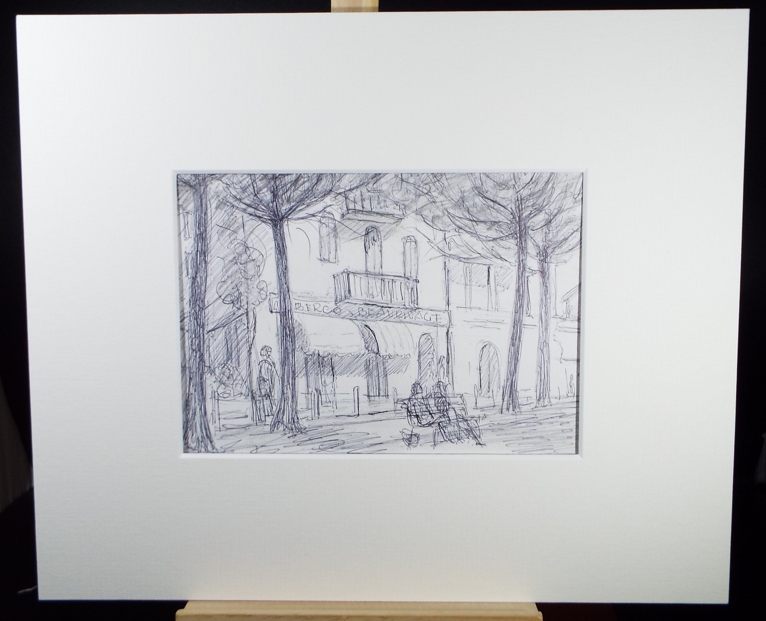 Original Pen & Ink drawing, 'Continental Street Scene', Muriel Archer (1911-2011)