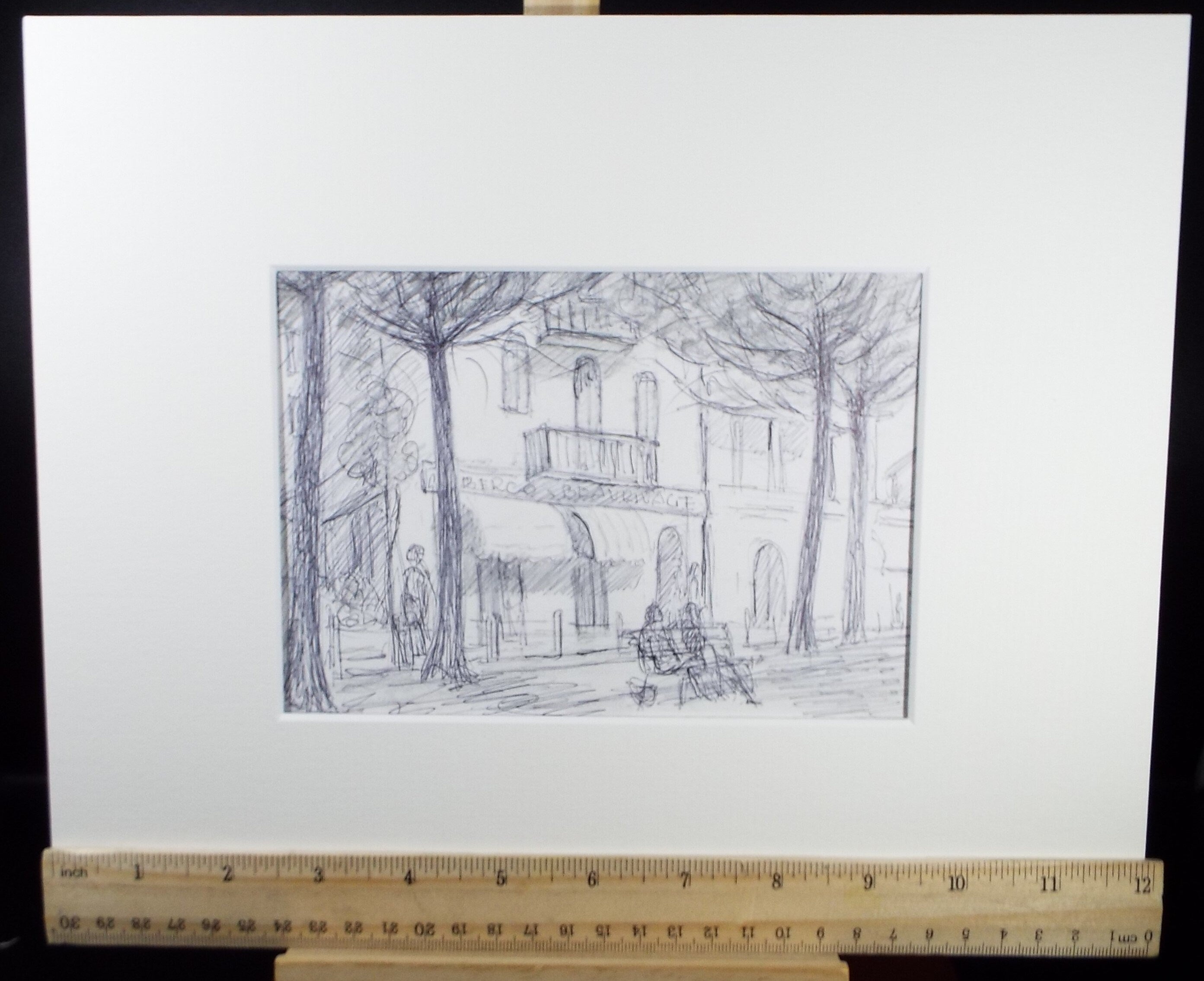 Original Pen & Ink drawing, 'Continental Street Scene', Muriel Archer (1911-2011)