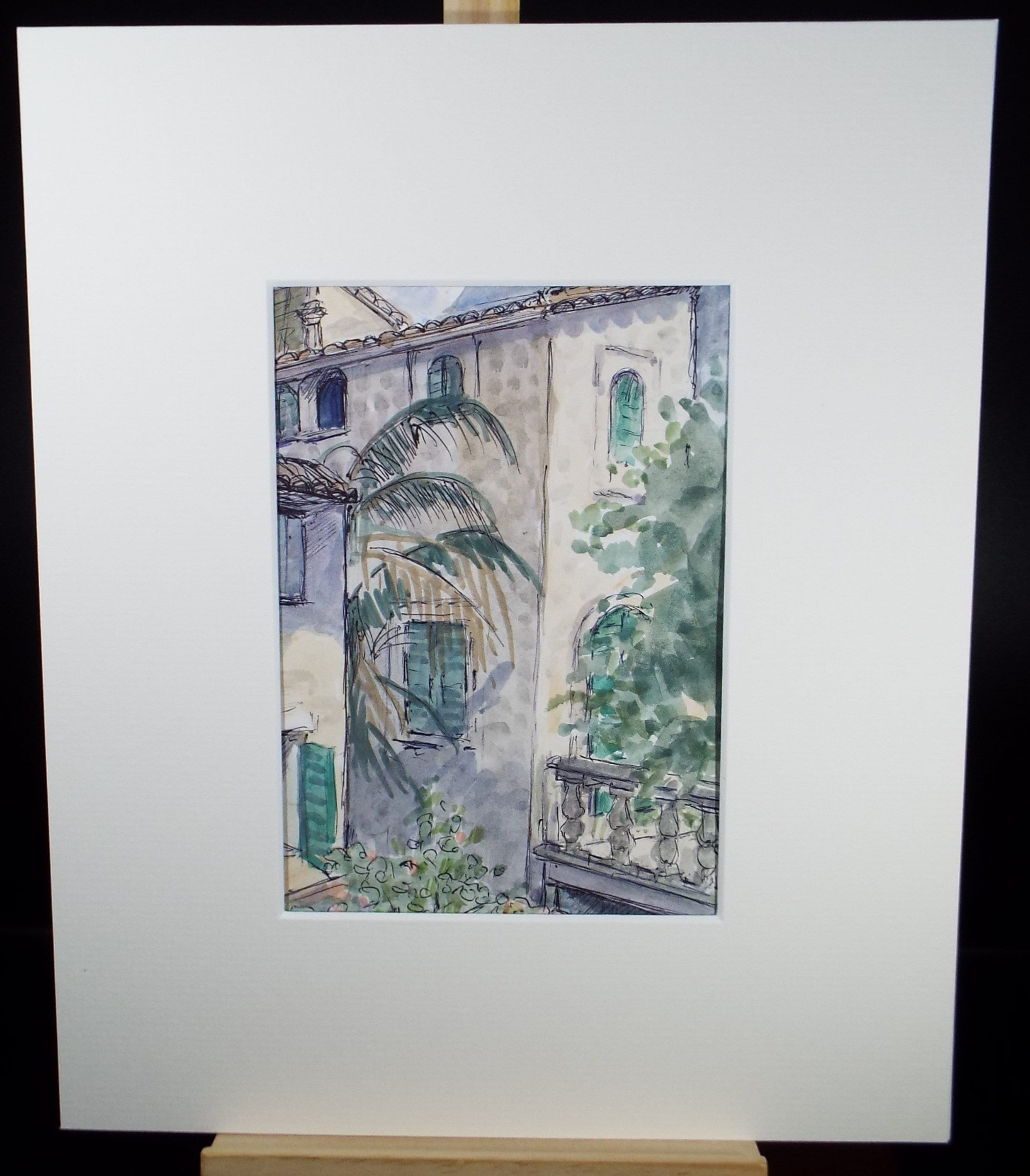 Original Watercolour drawing, 'Villa, Southern Spain', Muriel Archer (1911-2011)