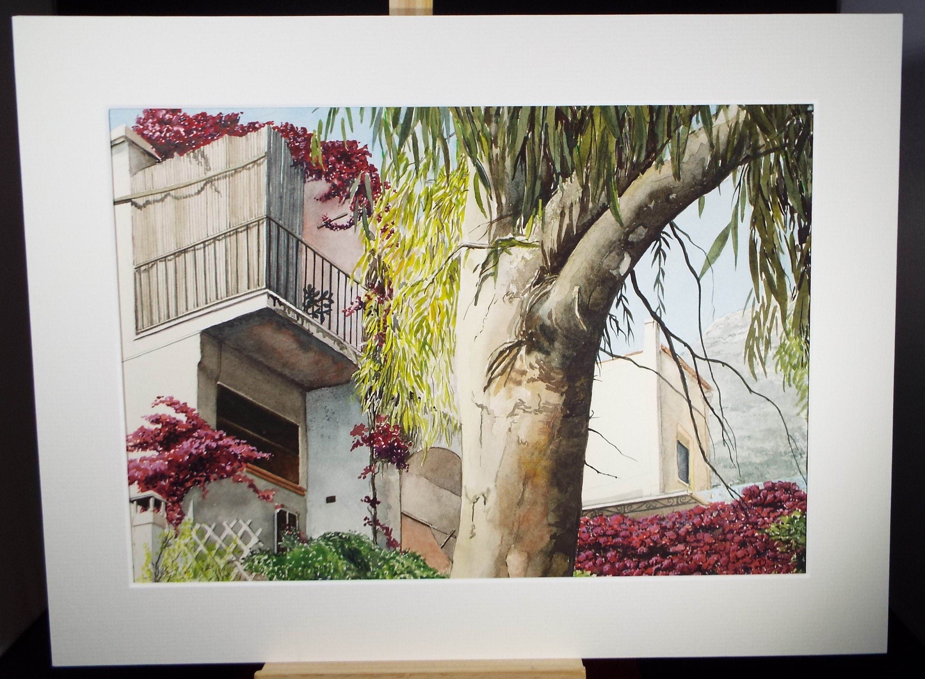 Original Watercolour, 'White Villas', Falconer Houston, circa 1990