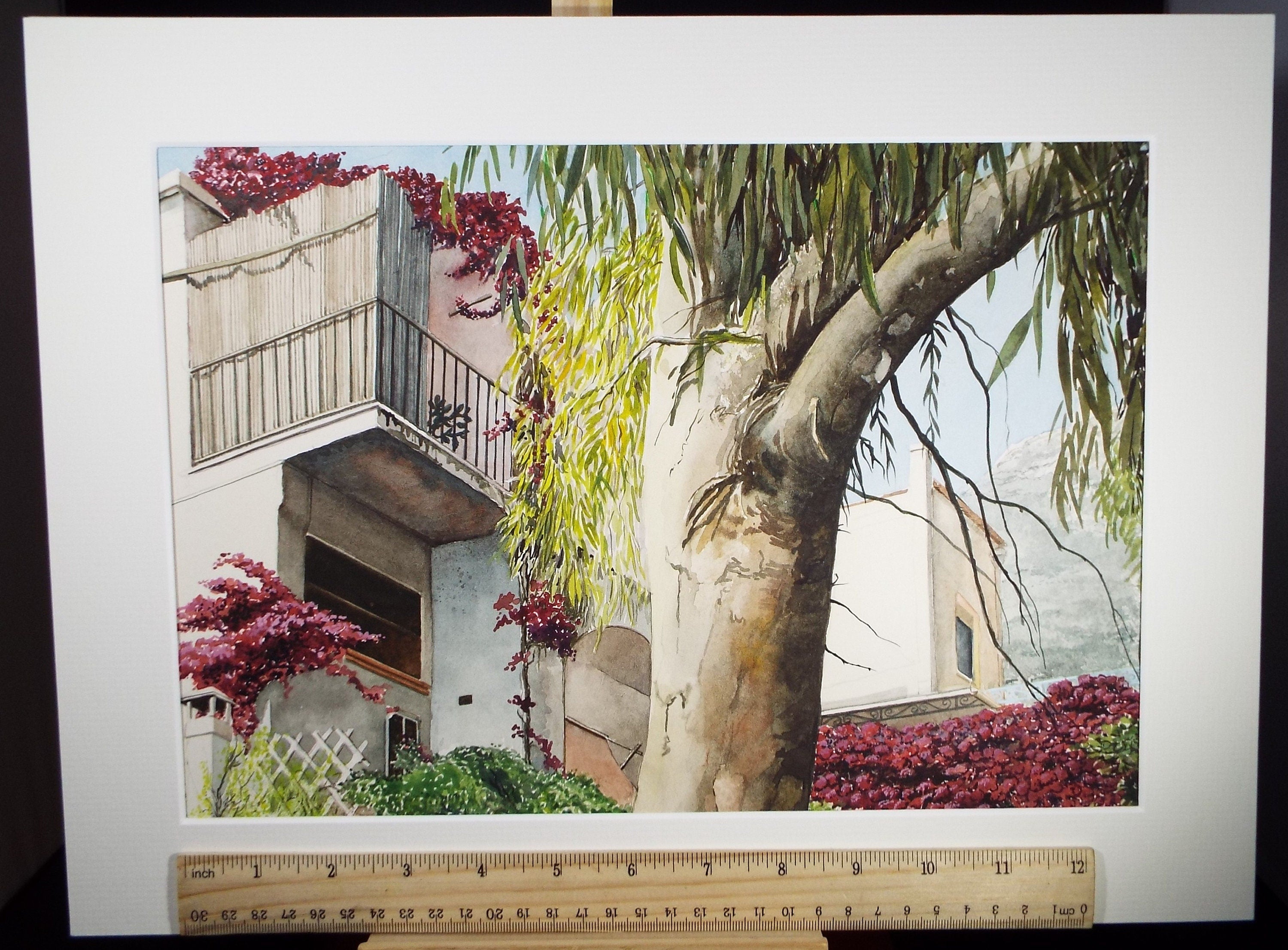 Original Watercolour, 'White Villas', Falconer Houston, circa 1990