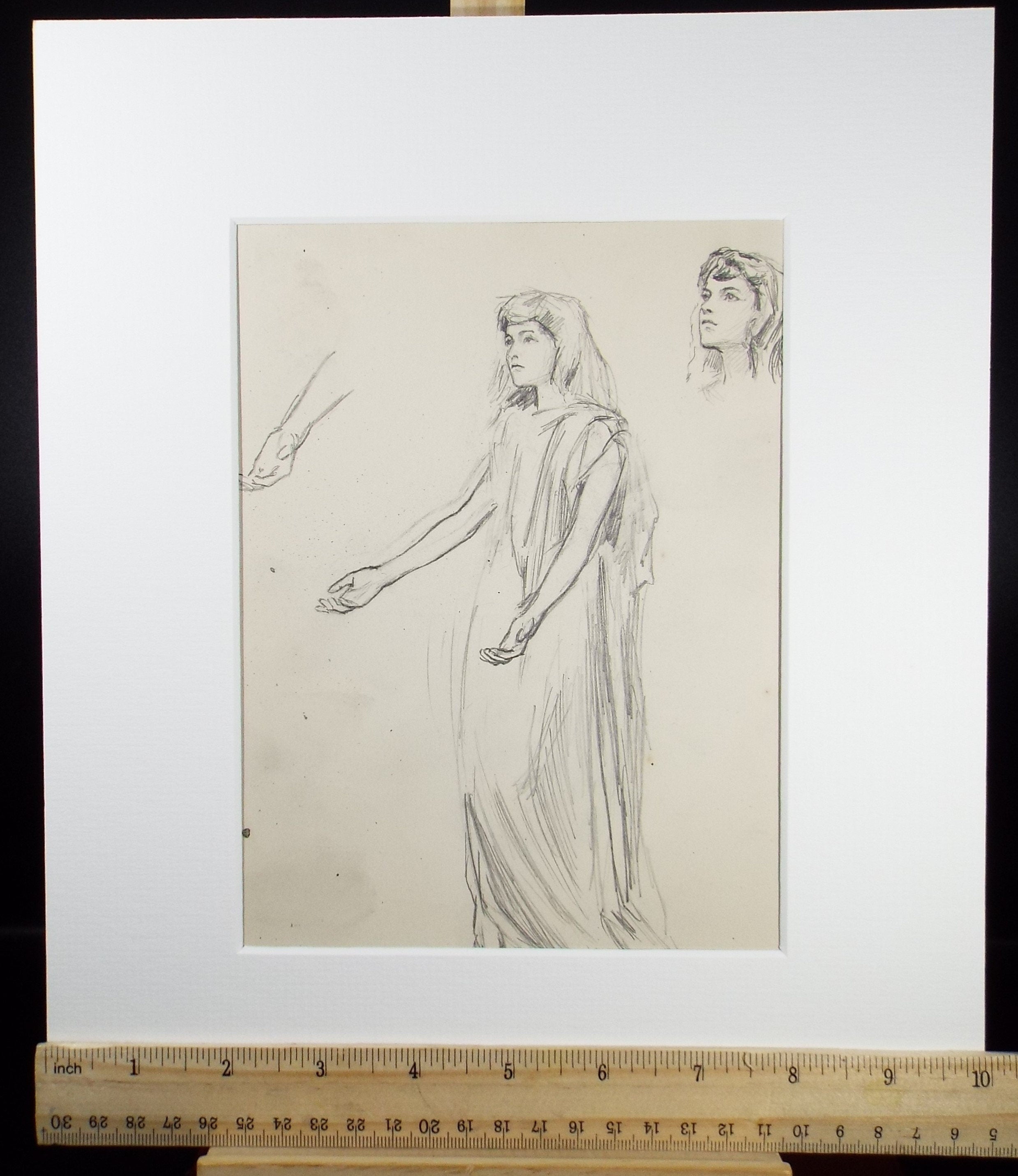Original Pencil Sketch,'Girl Study', Leonard Leslie Brooke (1862 - 1940), Late 19th Century