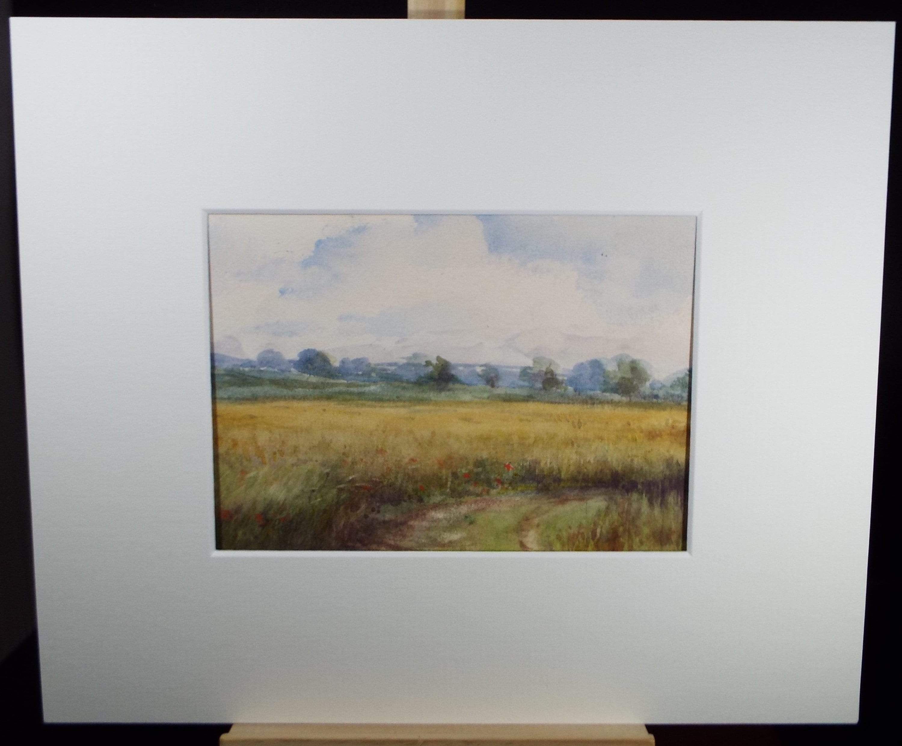 Original Watercolour Sketch, 'Cornfield with Poppies', c1910, Unknown Artist