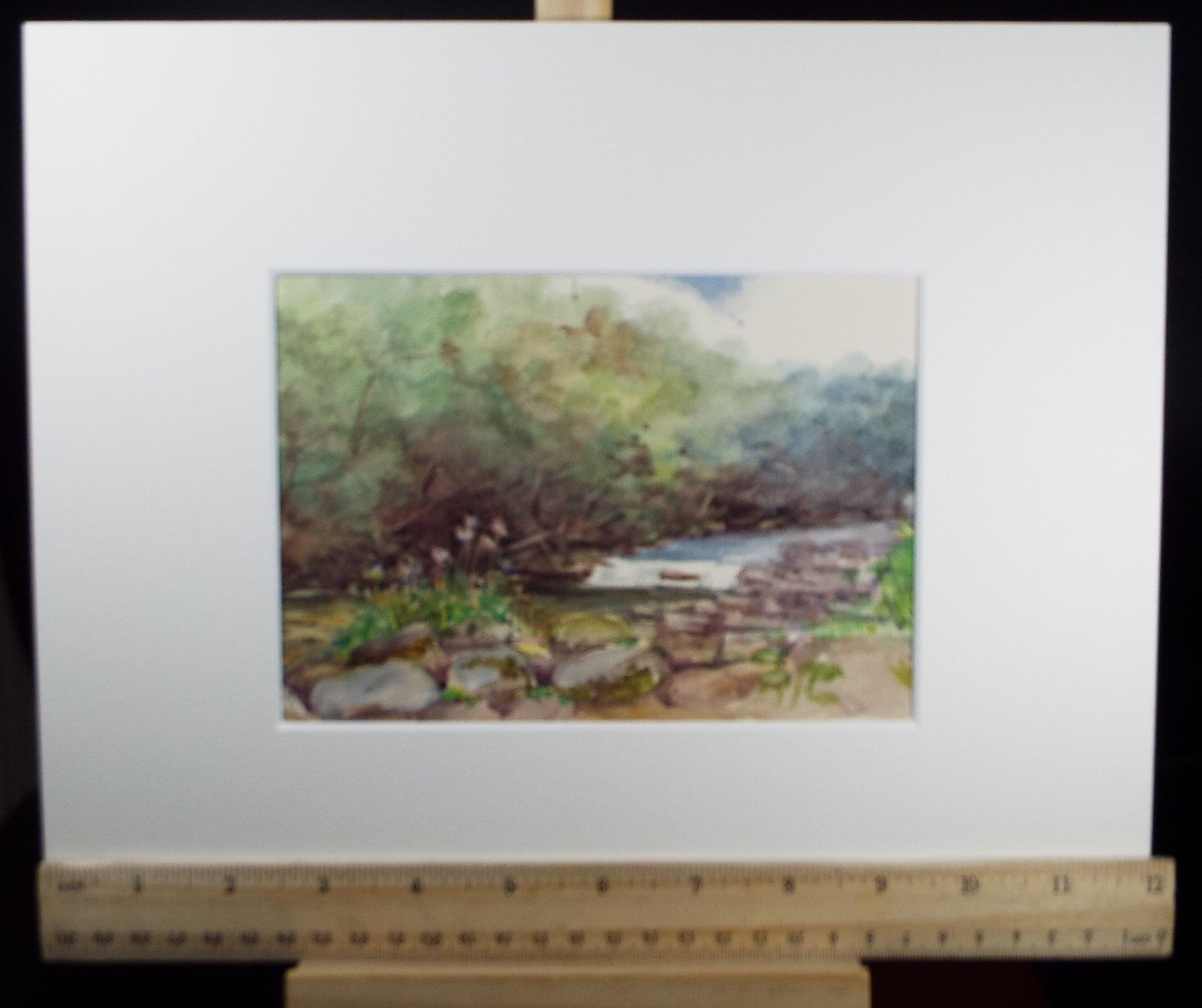 Original Watercolour Sketch, 'River Weir' , c1910, Unknown Artist