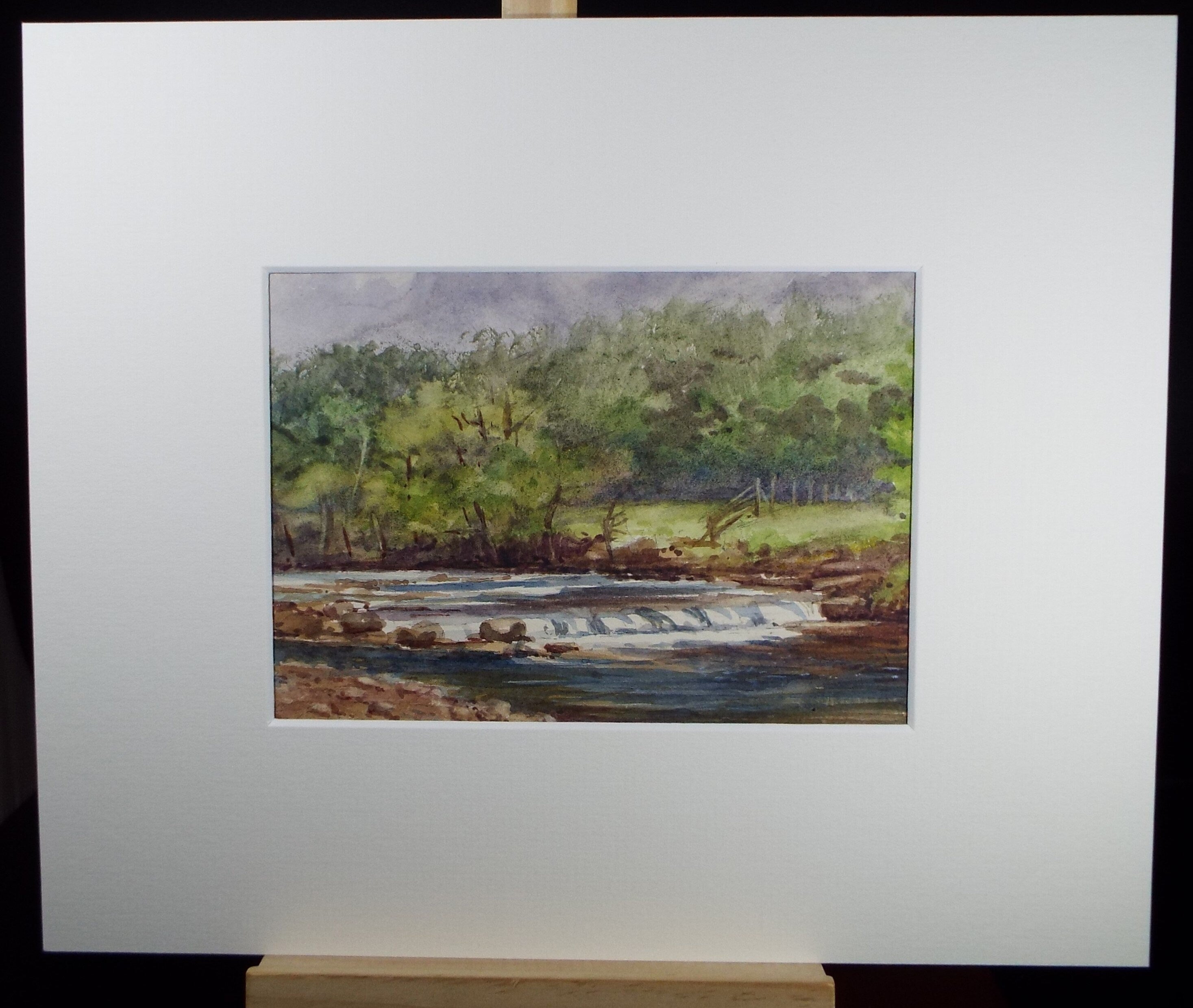 Original Watercolour Sketch, 'River weir , c1910, Unknown Artist
