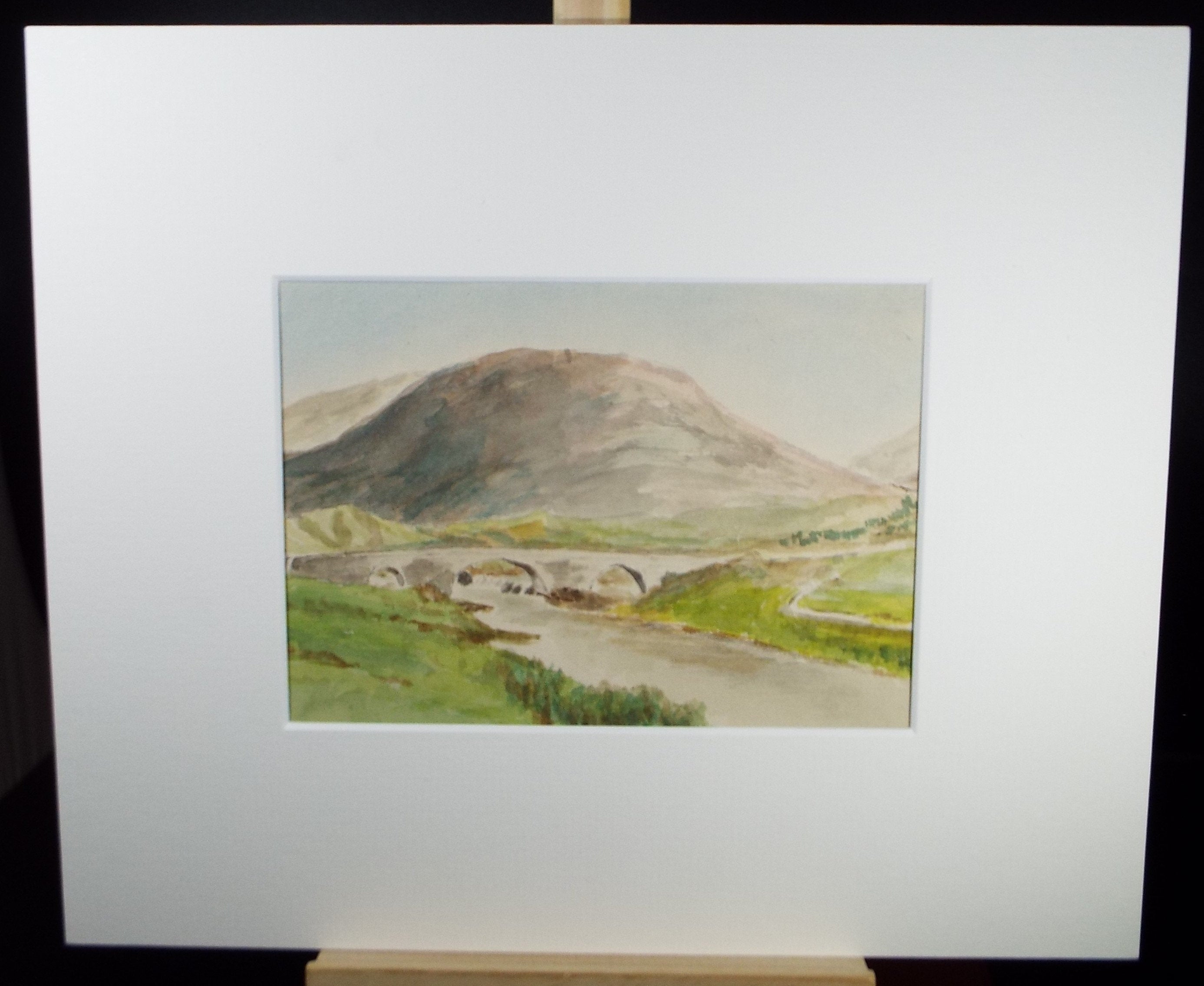 Original Watercolour Sketch, 'Stone Bridge over the river', c1910, Unknown Artist