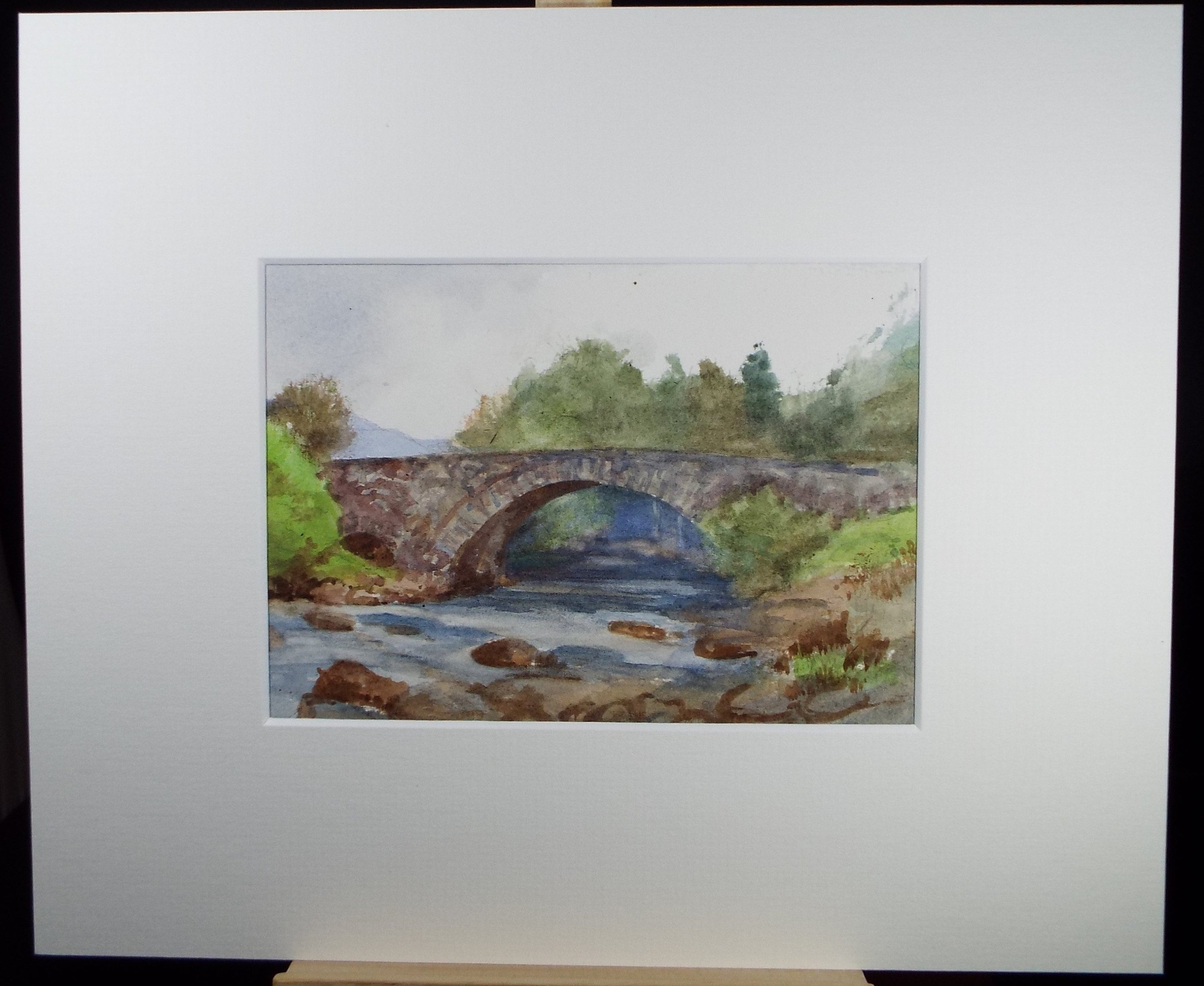 Original Watercolour Sketch, 'Stone Bridge over the River', c1910, Unknown Artist