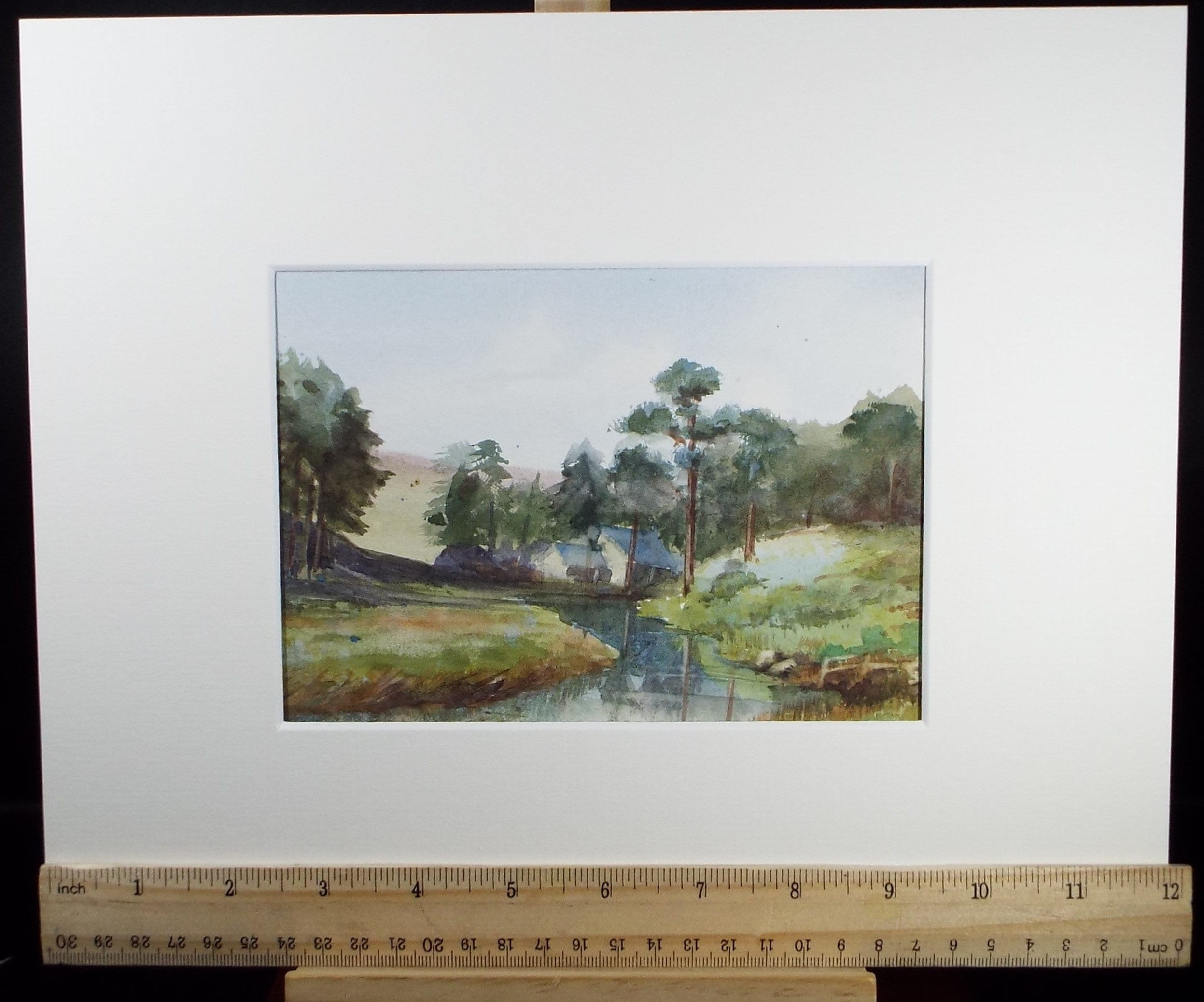 Original Watercolour Sketch, 'Farmhouse next the River ', c1910, Unknown Artist