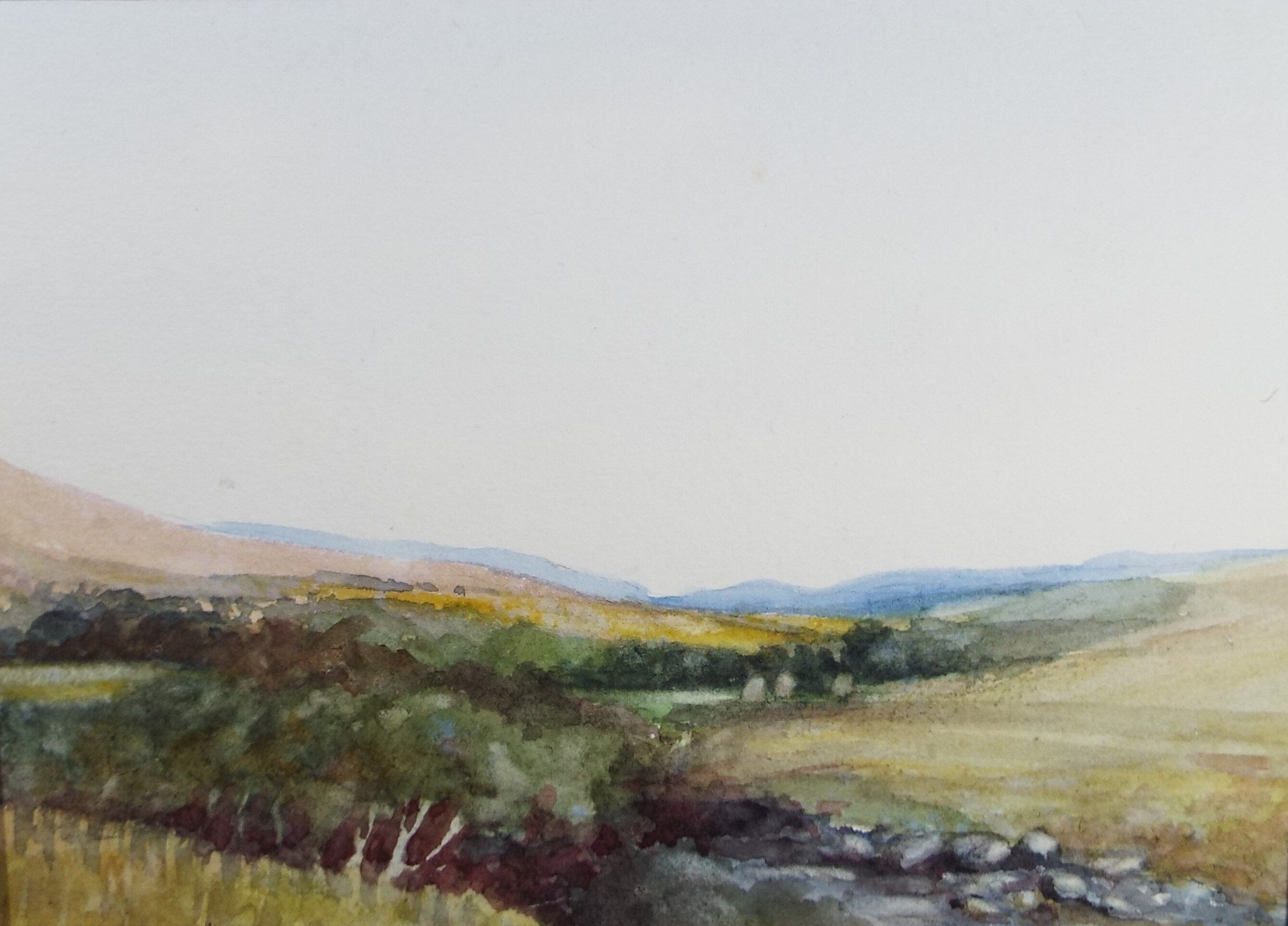 Original Watercolour Sketch, 'River Landscape', c1910, Unknown Artist