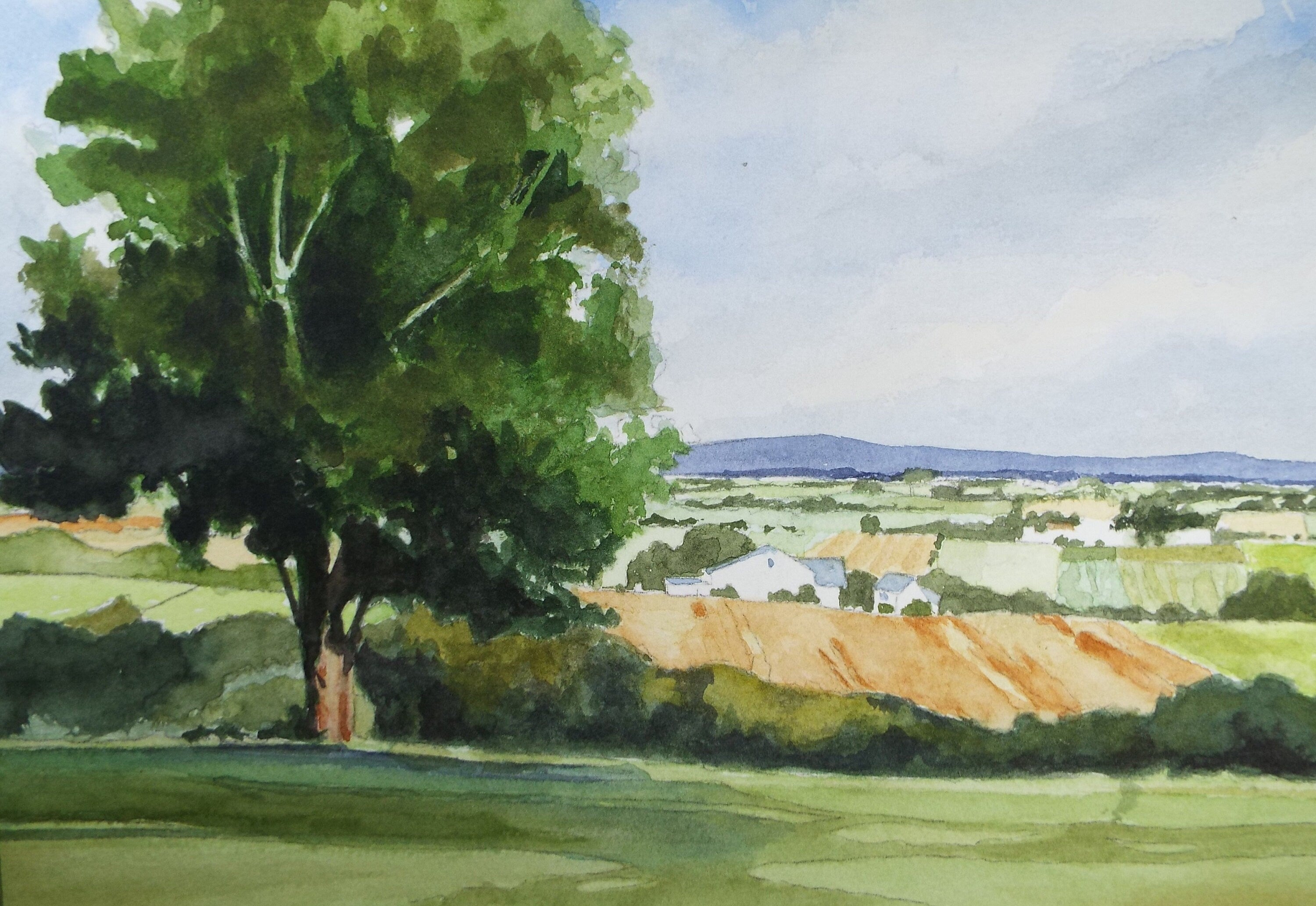 Original Watercolour, 'Blue Mountain Landscape' Mid 20th Century, T.R. Ellingham