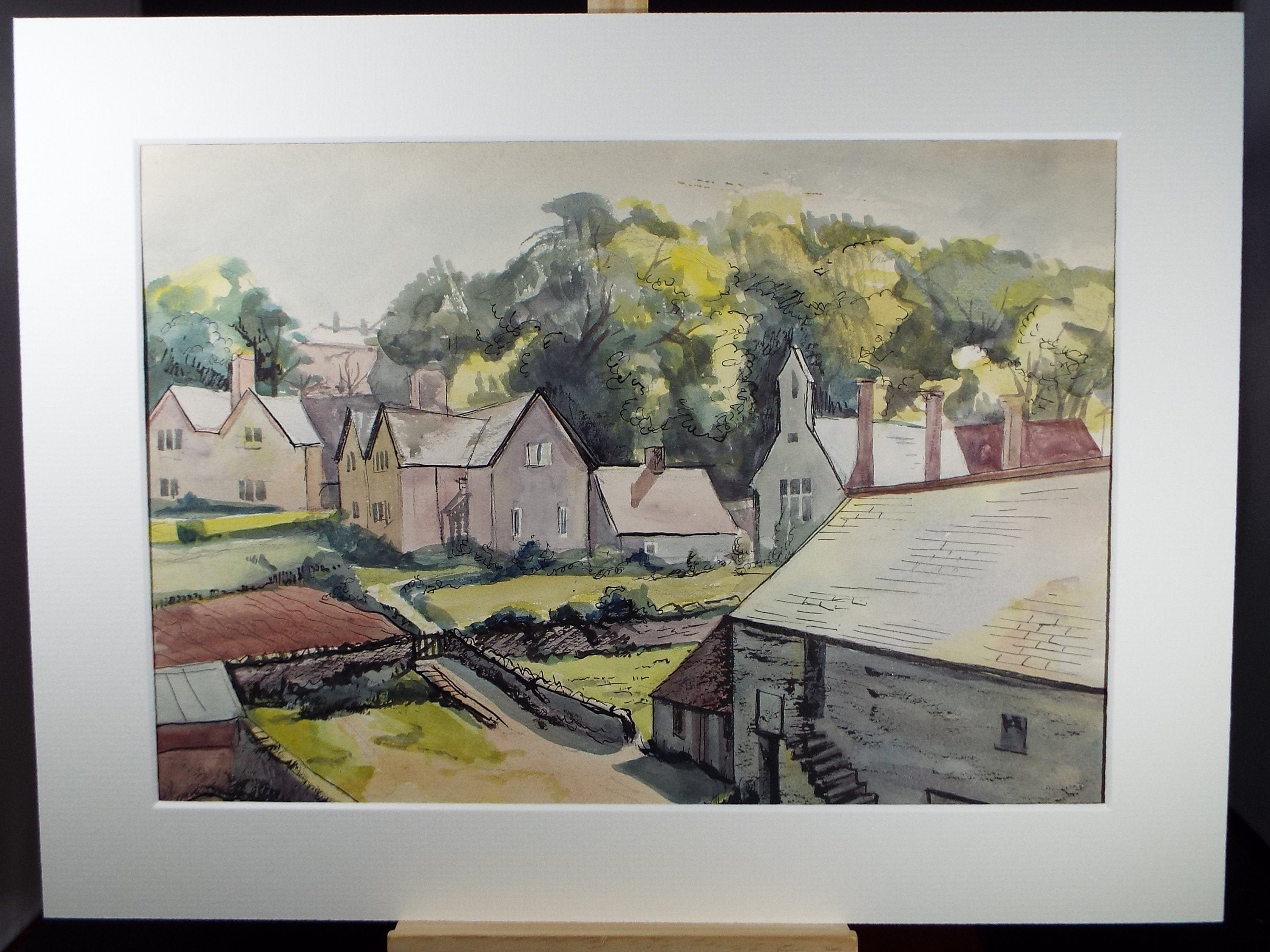 Original Watercolour, 'Cotswold Village', Circa 1990's, Joyce Letchford