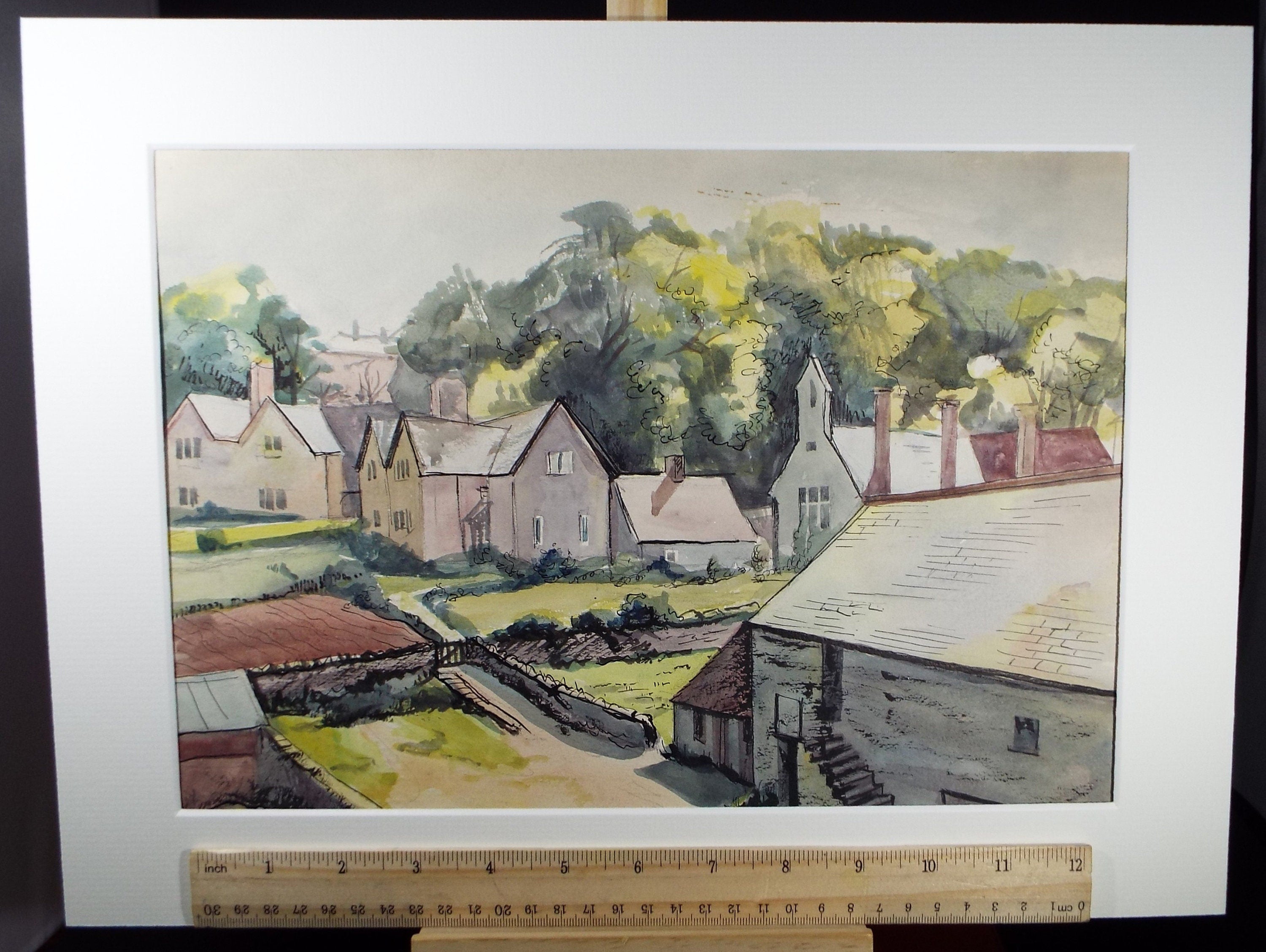 Original Watercolour, 'Cotswold Village', Circa 1990's, Joyce Letchford
