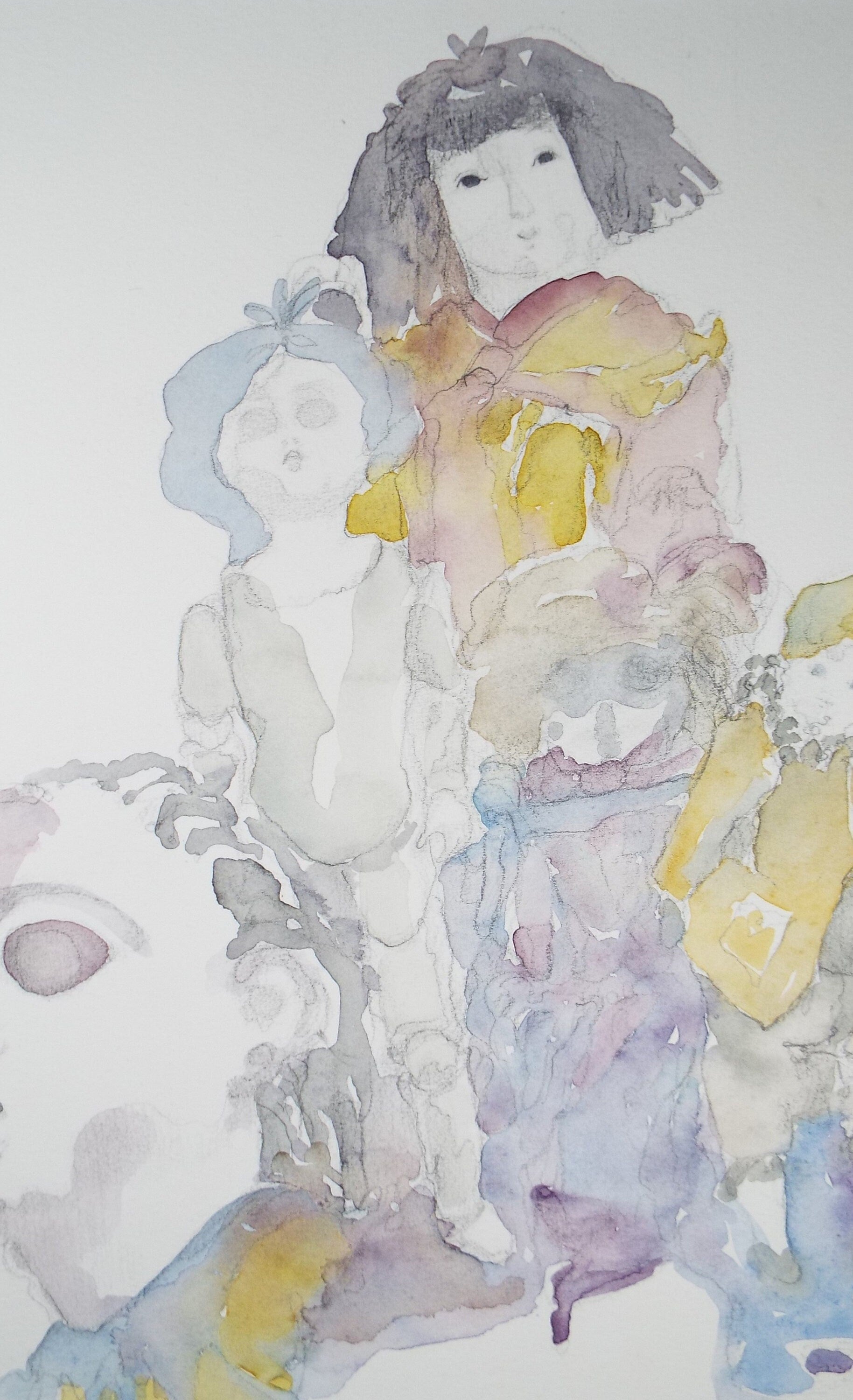 Original Watercolour, 'A Study of Dolls', c1990s, Karla Buchel (b1933), Dutch School