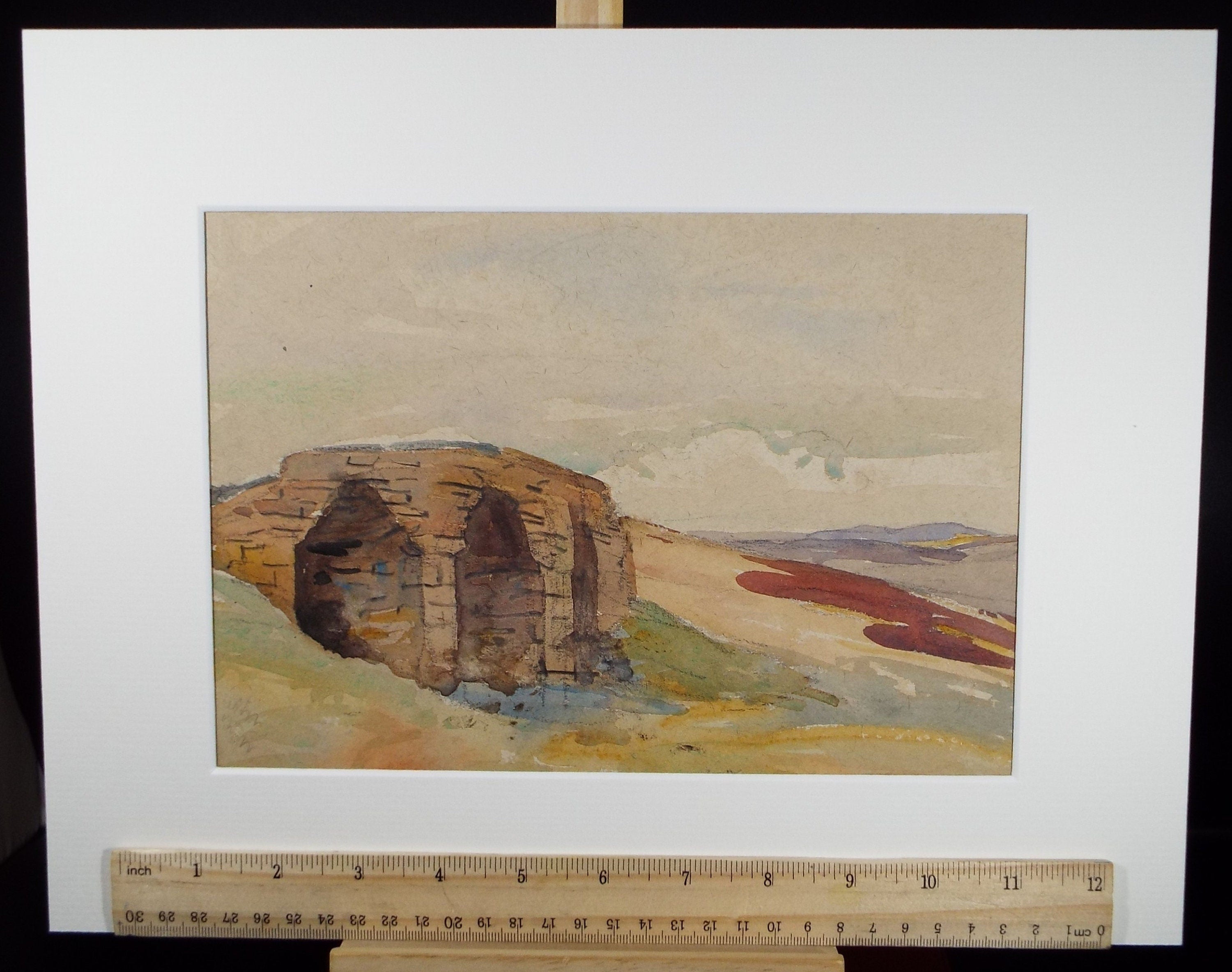Original Watercolour ,'Rock Structure', William Walls 1860-1942 ARSA, RSW, RSA, dated 1921