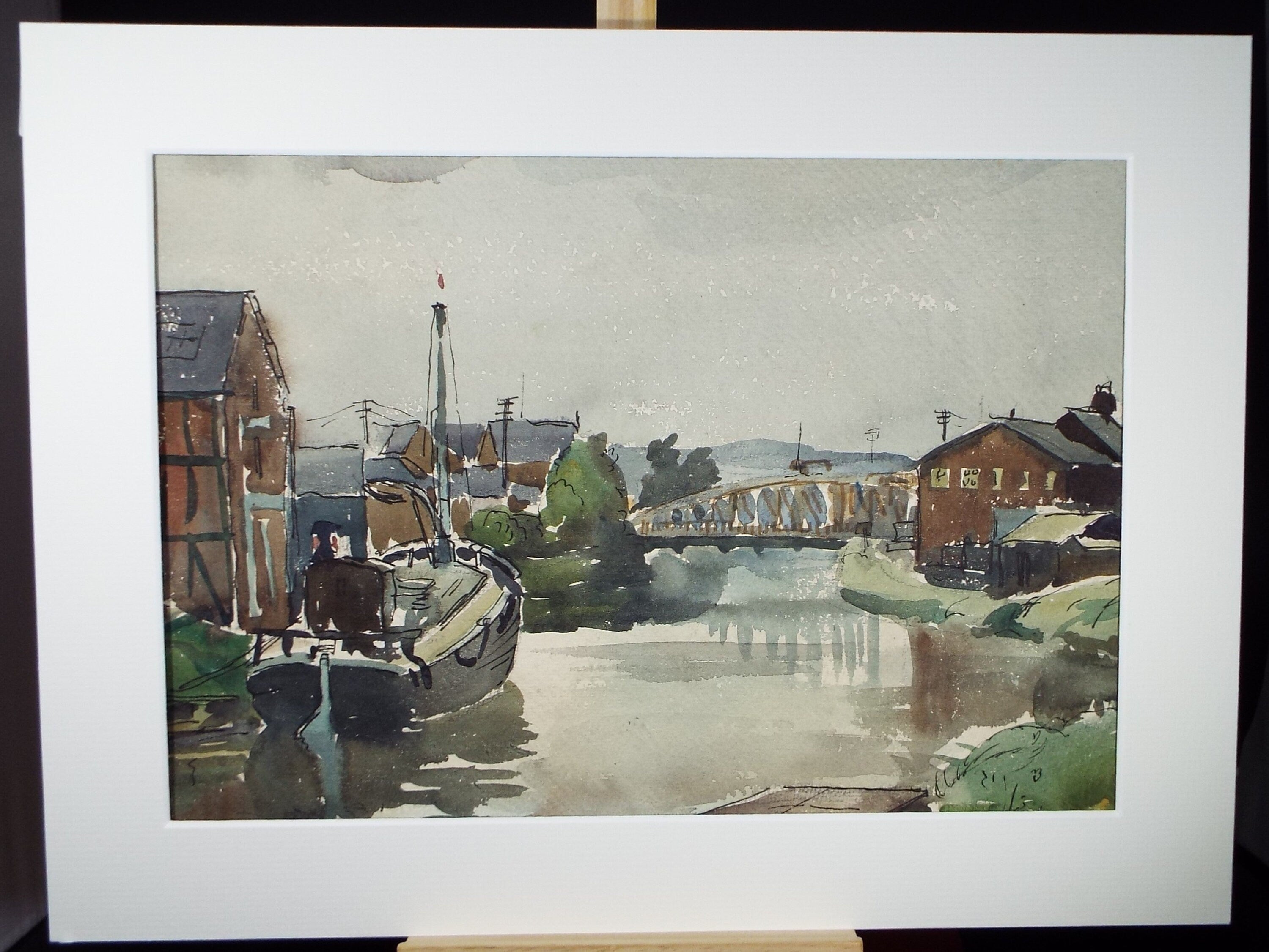 Original Watercolour, 'Ship Canal', Circa 1950's, Artist Unknown