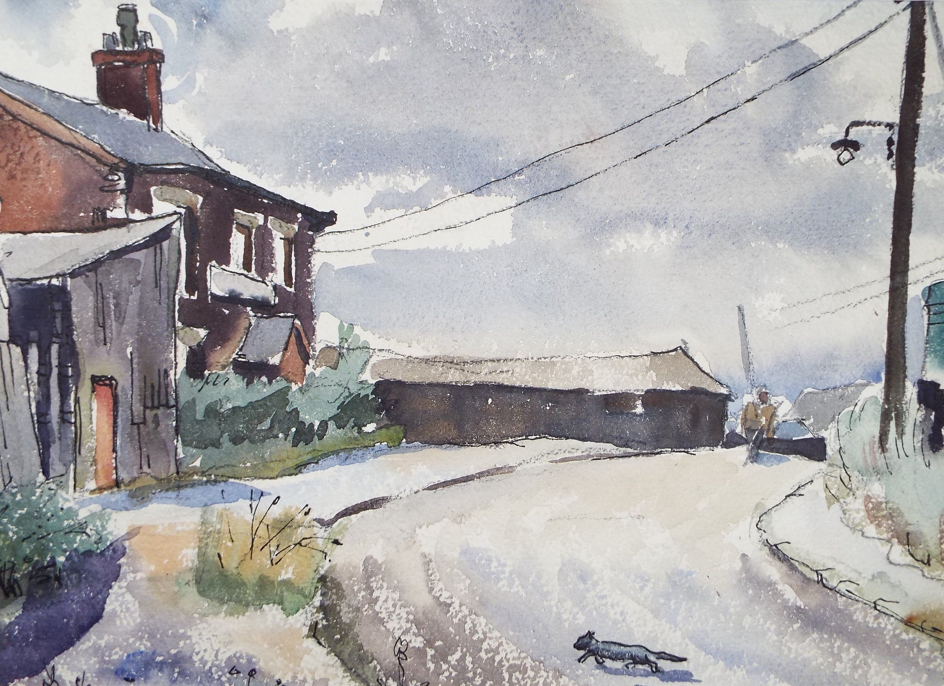 Original Watercolour, 'Street Scene, Circa 1950's, Artist Unknown