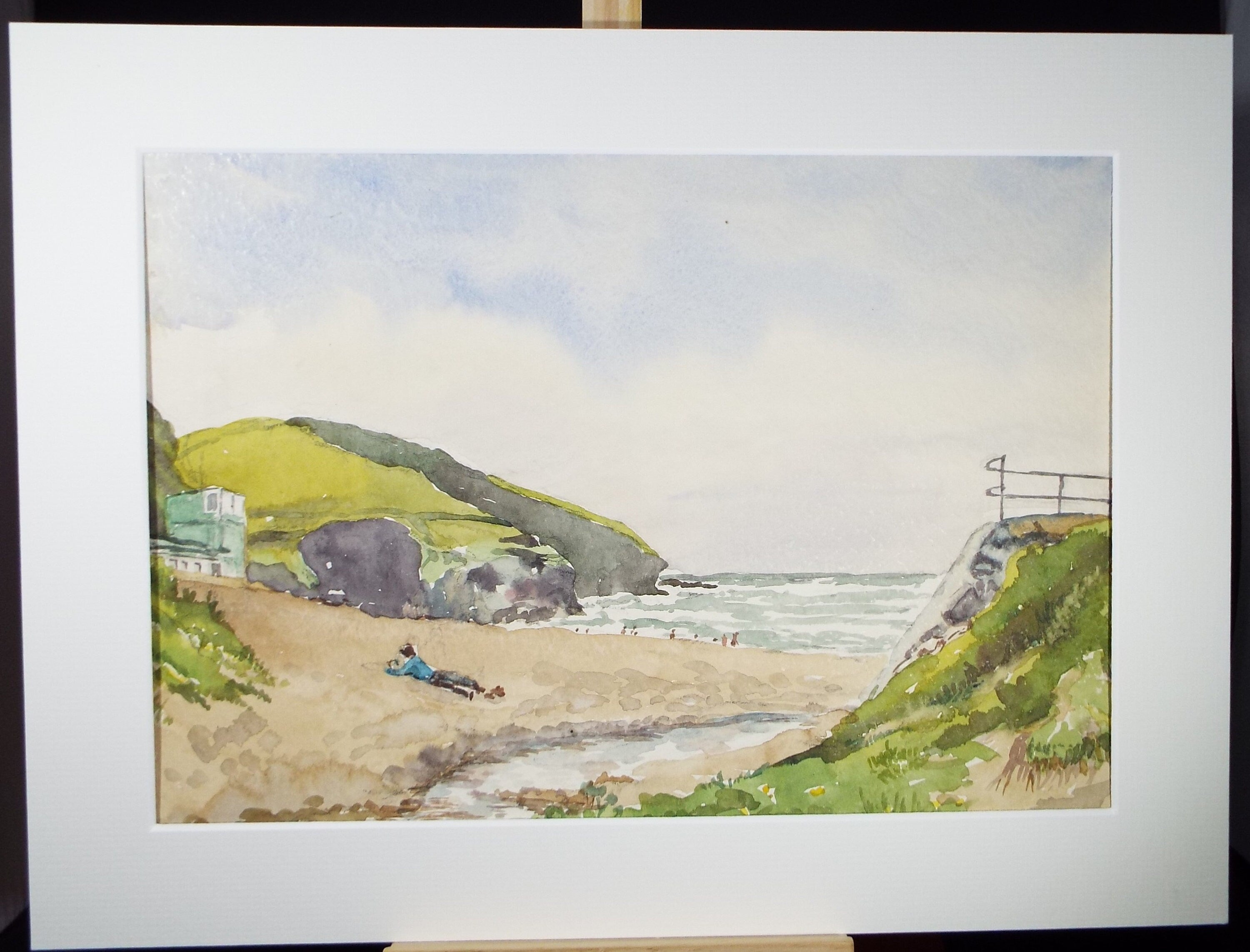 Original Watercolour, 'Relaxing on the Beach', Dated 1985, A W Coe