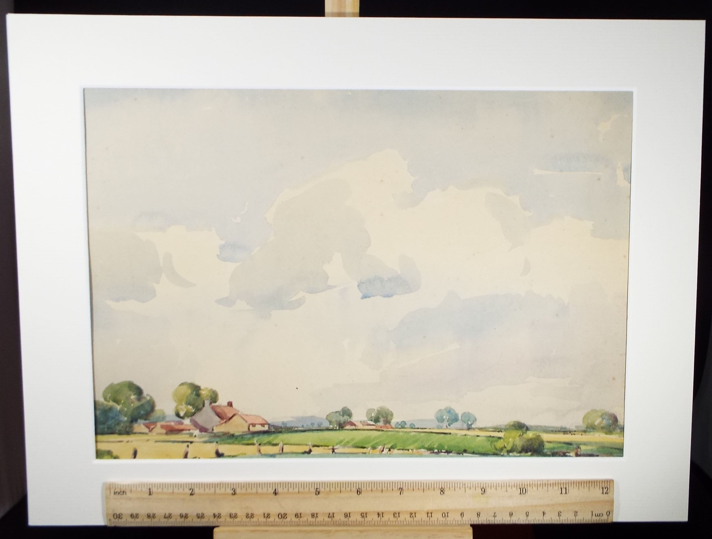 Original Watercolour, 'Farming Landscape with Broad Sky', Edward Eaton Brannan (1886-1957)