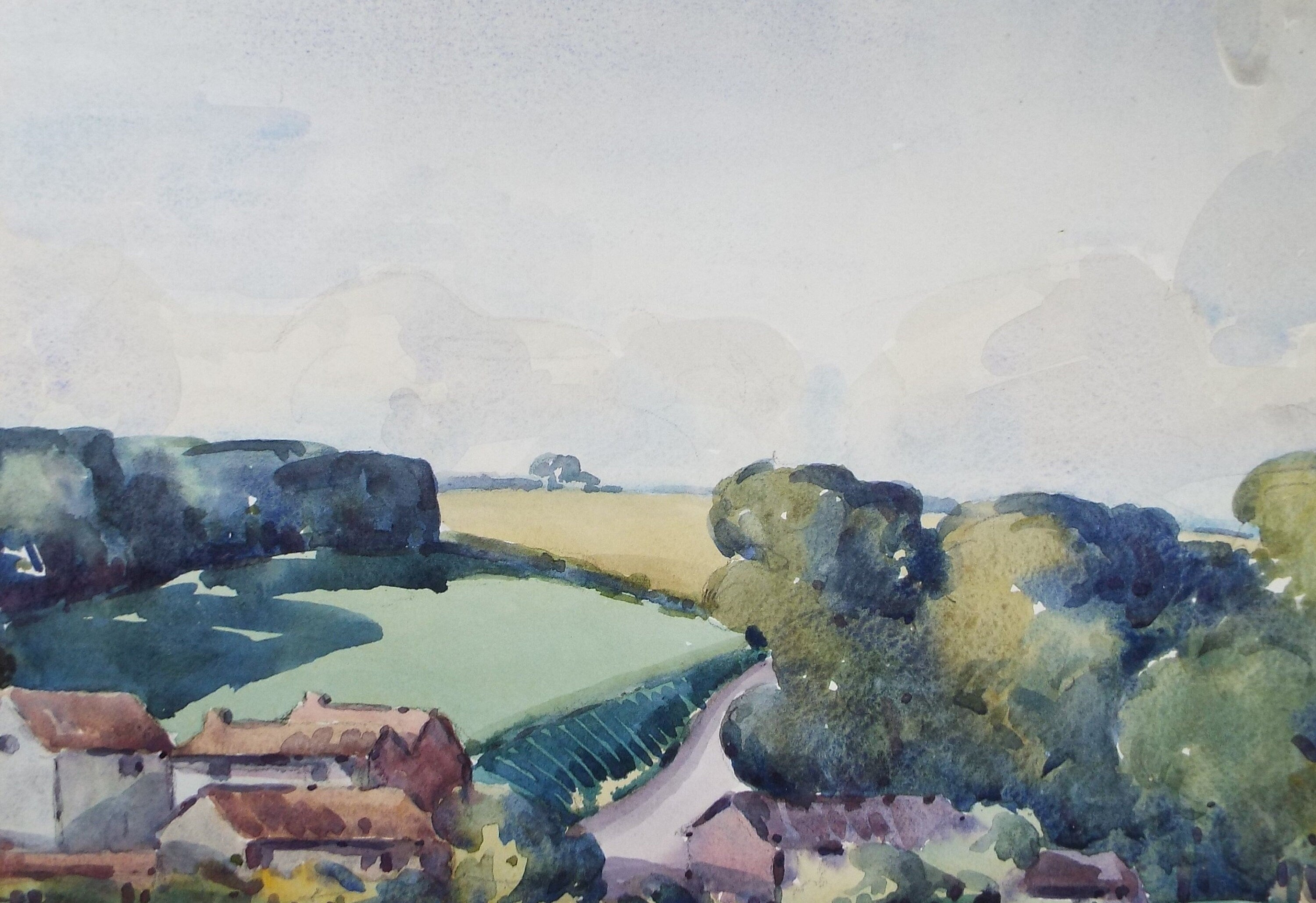 Original Watercolour, 'The Village', Edward Eaton Brannan (1886-1957)