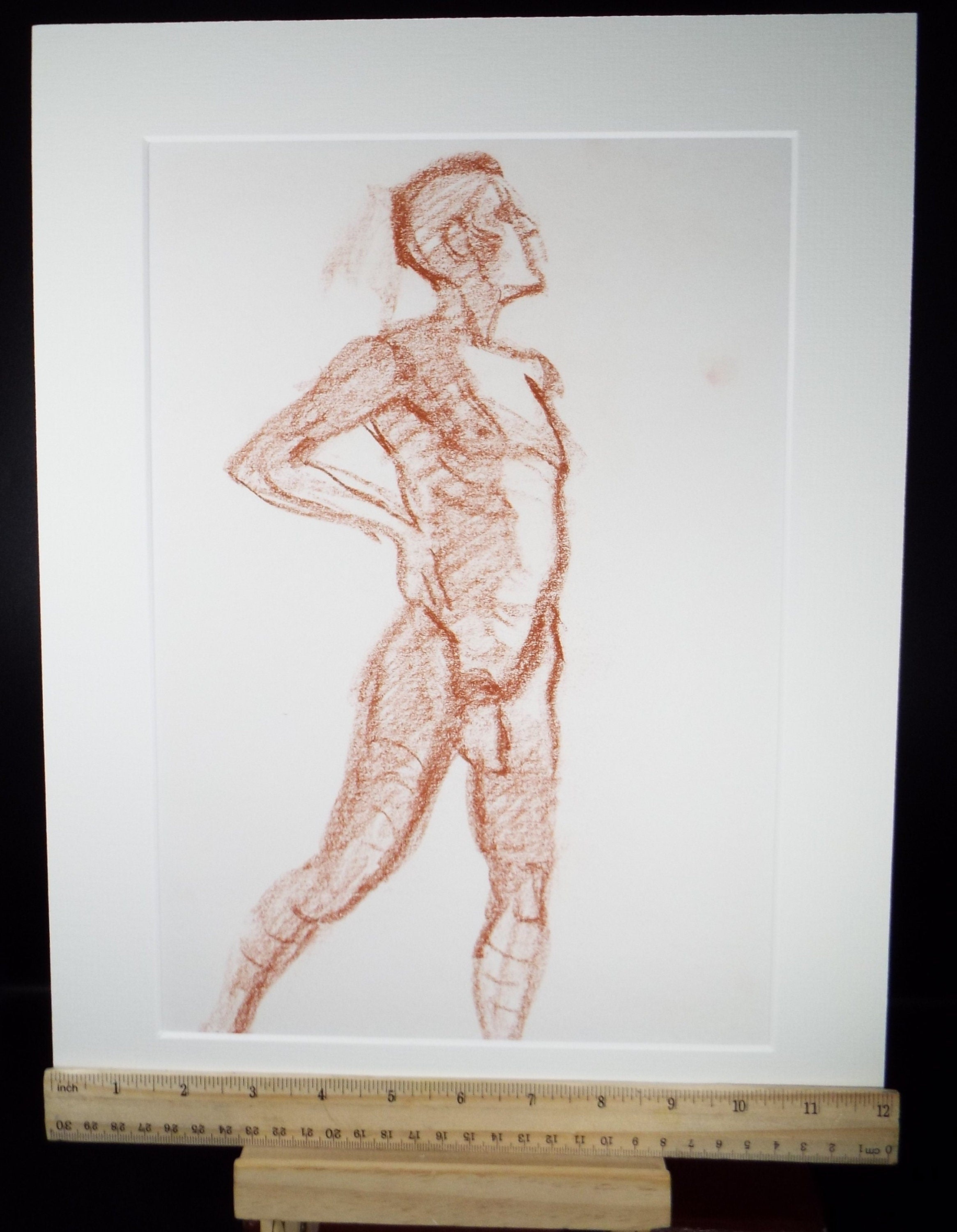 Original Pastel Sketch,'Standing Male Nude',Richard Bazley b1962, Circa 1980's