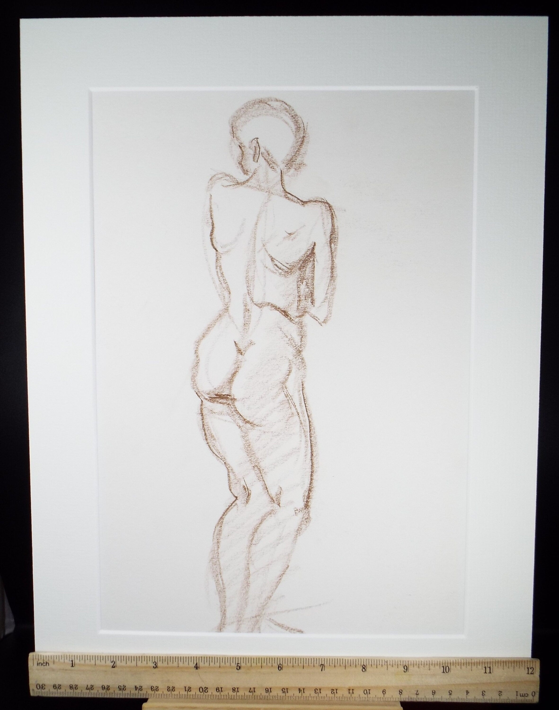 Original Pastel Sketch,'Standing Nude from Rear',Richard Bazley b1962, Circa 1980's