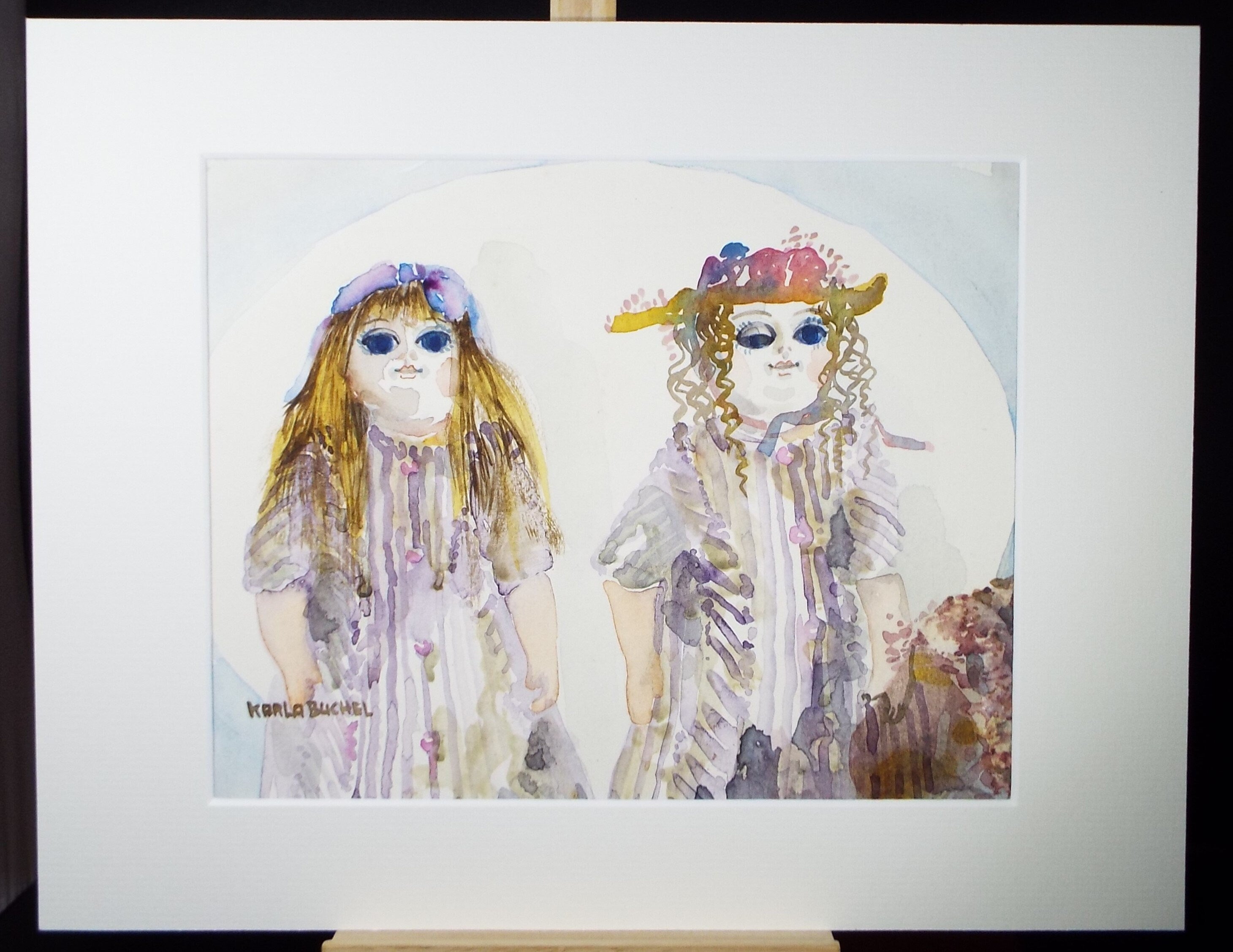 Original Watercolour, 'A Study of Dolls', c1990s, Karla Buchel (b1933), Dutch School