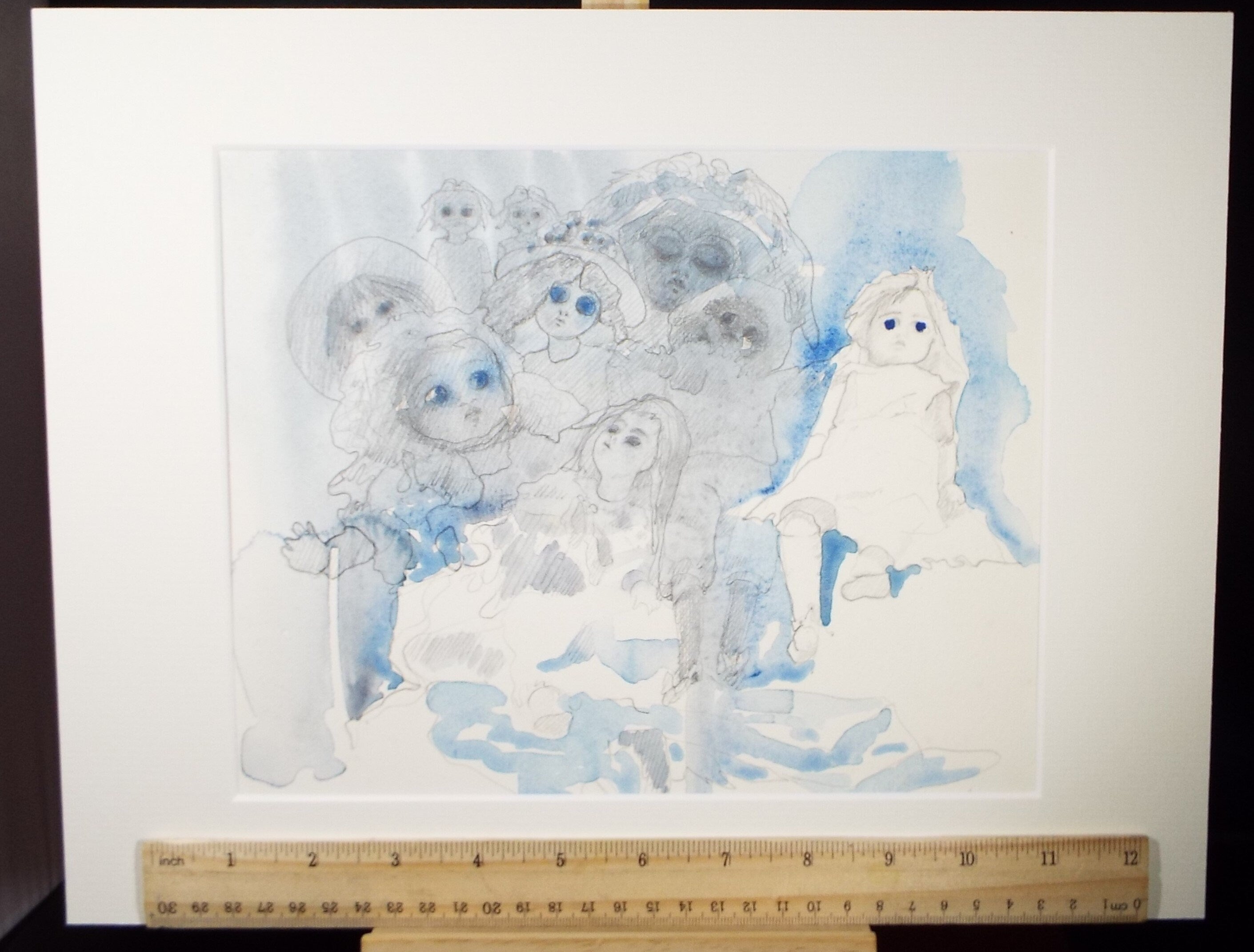 Original Watercolour, 'A Study of Dolls', c1990s, Karla Buchel (b1933), Dutch School