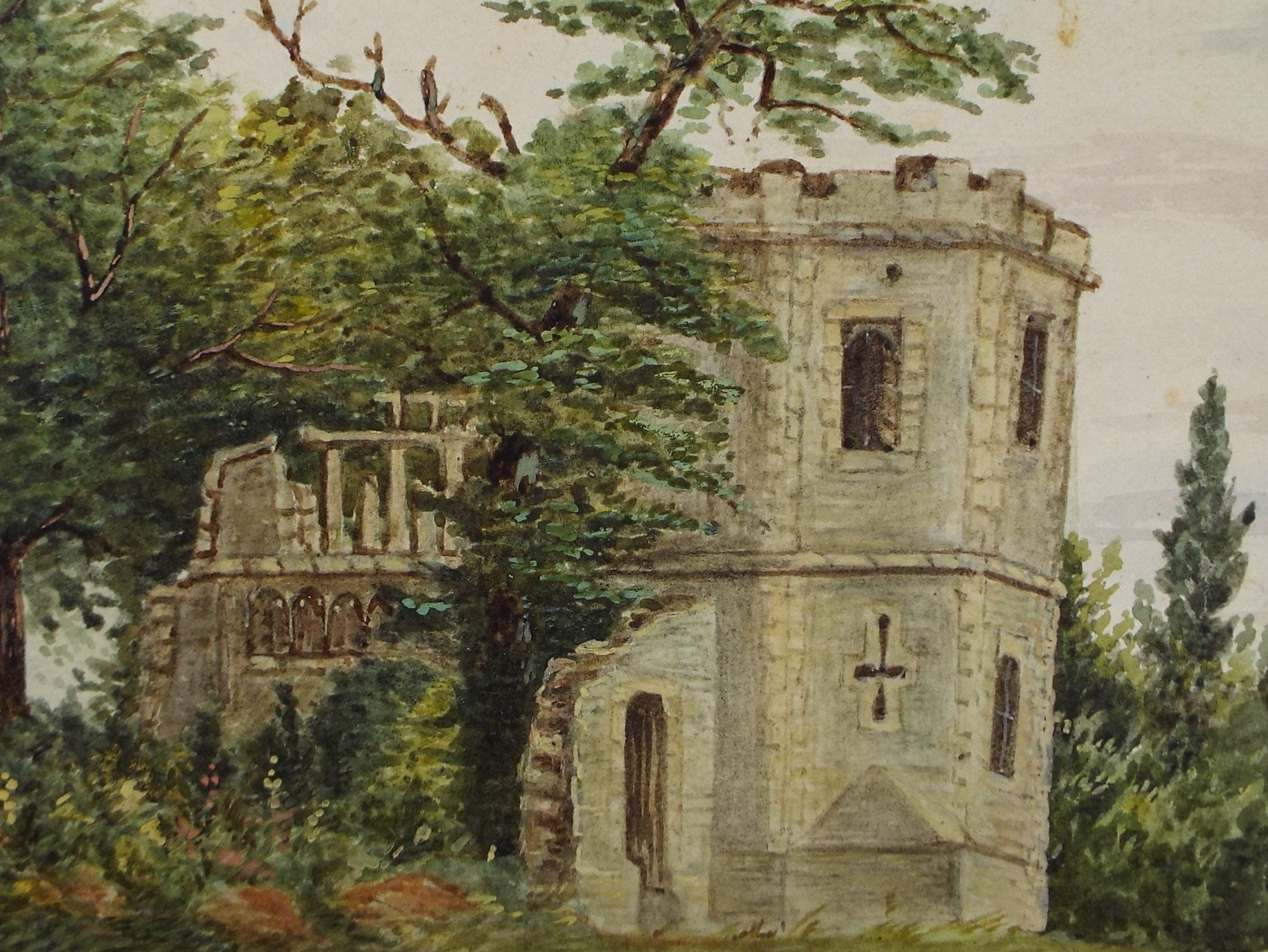 Original Watercolour, ' Castle Folly' late 19th Century, Artist Unknown