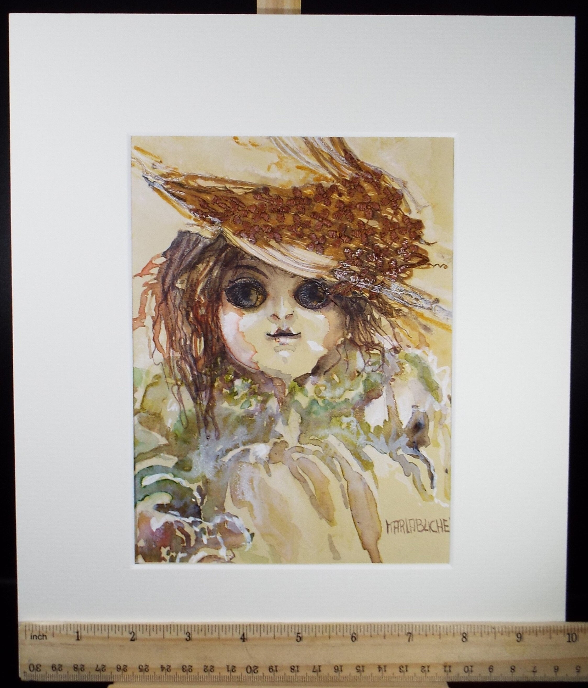 Original Watercolour & Collage, 'A Doll Study', c1990s, Karla Buchel (b1933), Dutch School