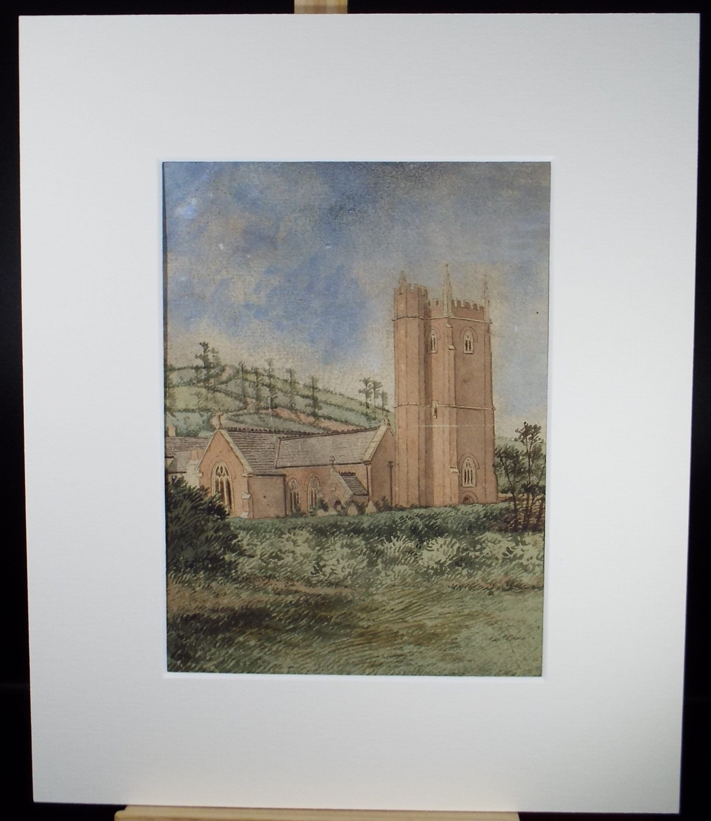 Original Watercolour Sketch, 'Church Study', c1930, Unknown Artist