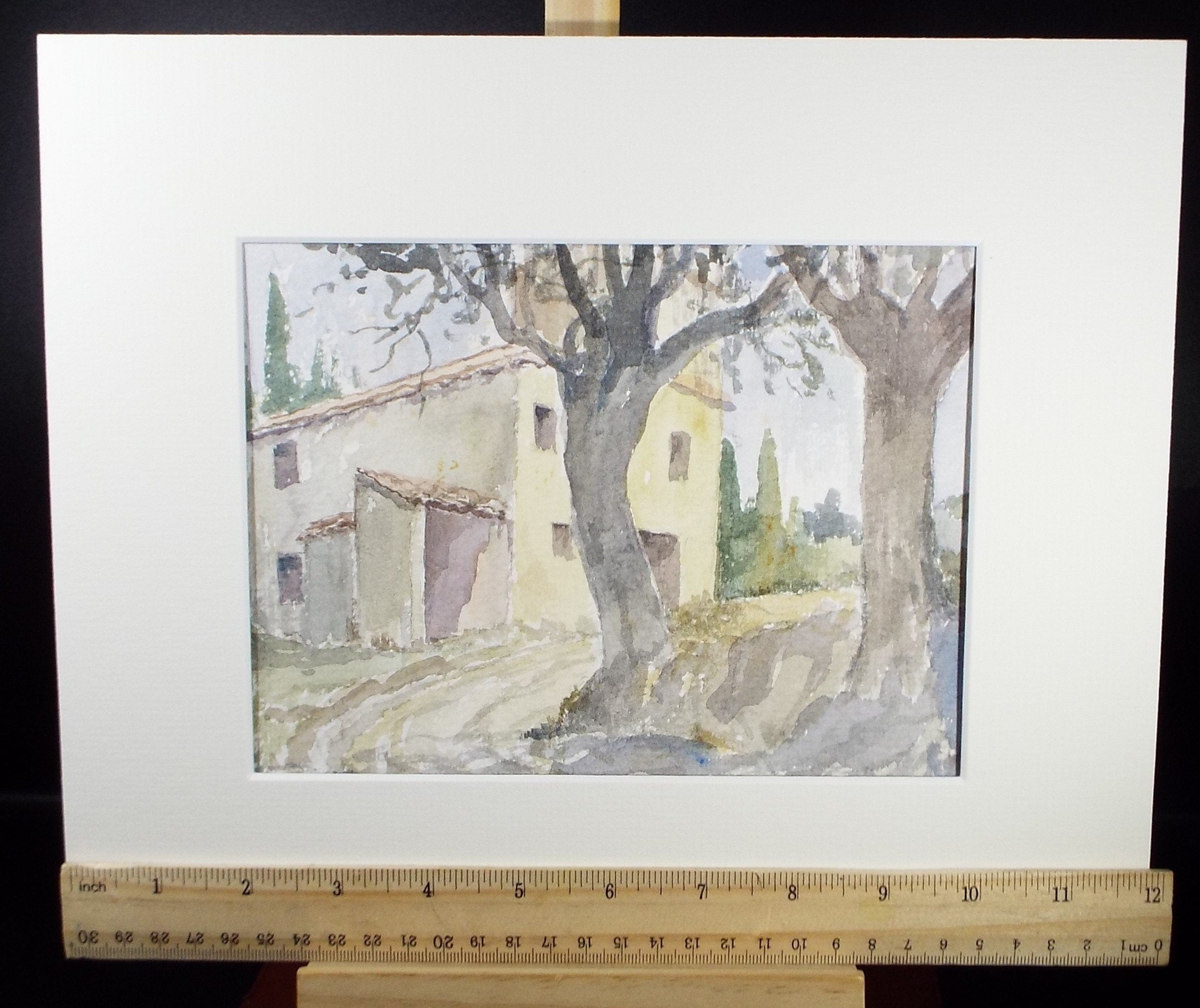 Original Watercolour drawing, 'Village House with Trees', Muriel Archer (1911-2011)