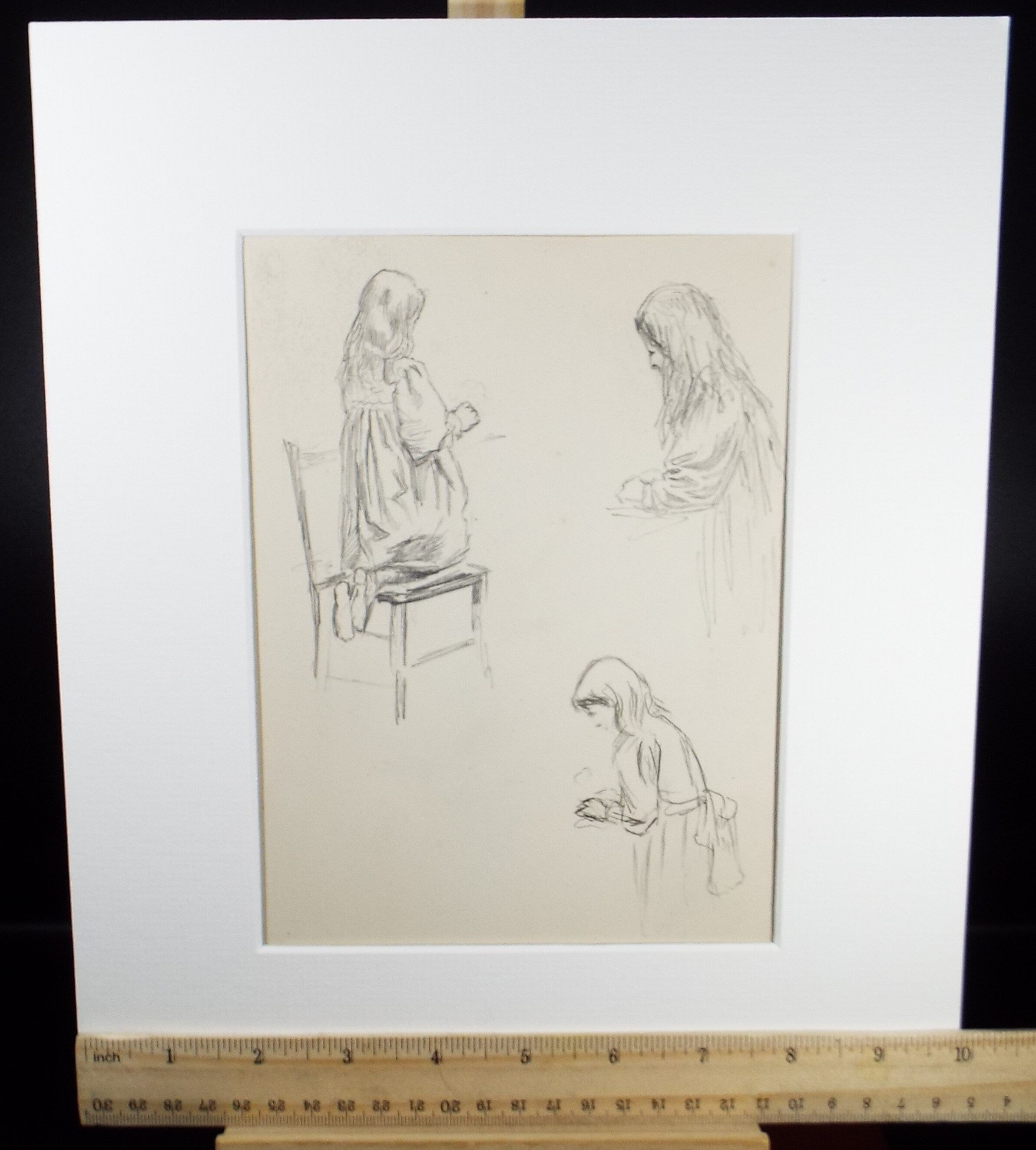 Original Pencil Sketch,'Study of a Girl, Leonard Leslie Brooke (1862 - 1940), Late 19th Century