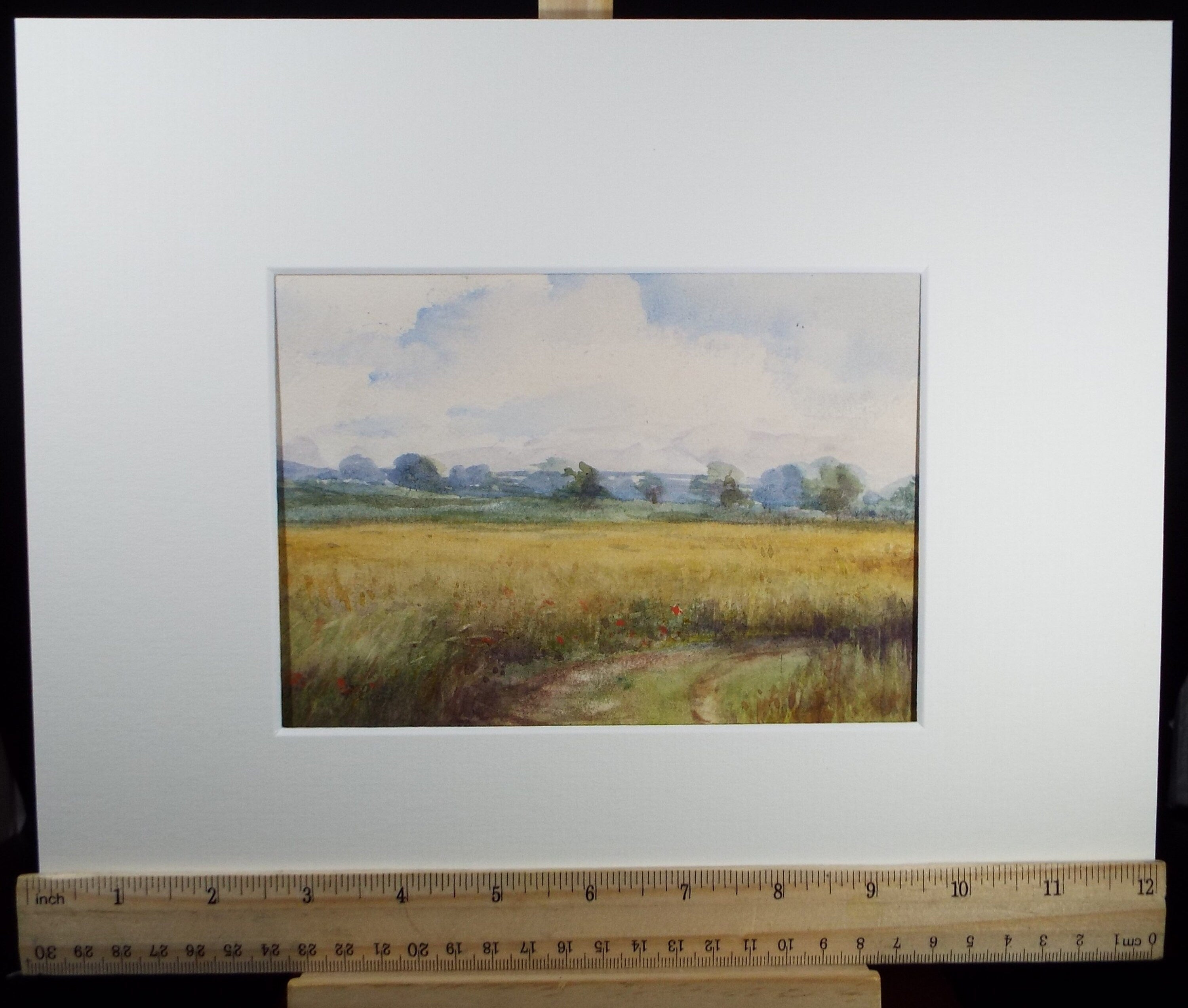 Original Watercolour Sketch, 'Cornfield with Poppies', c1910, Unknown Artist