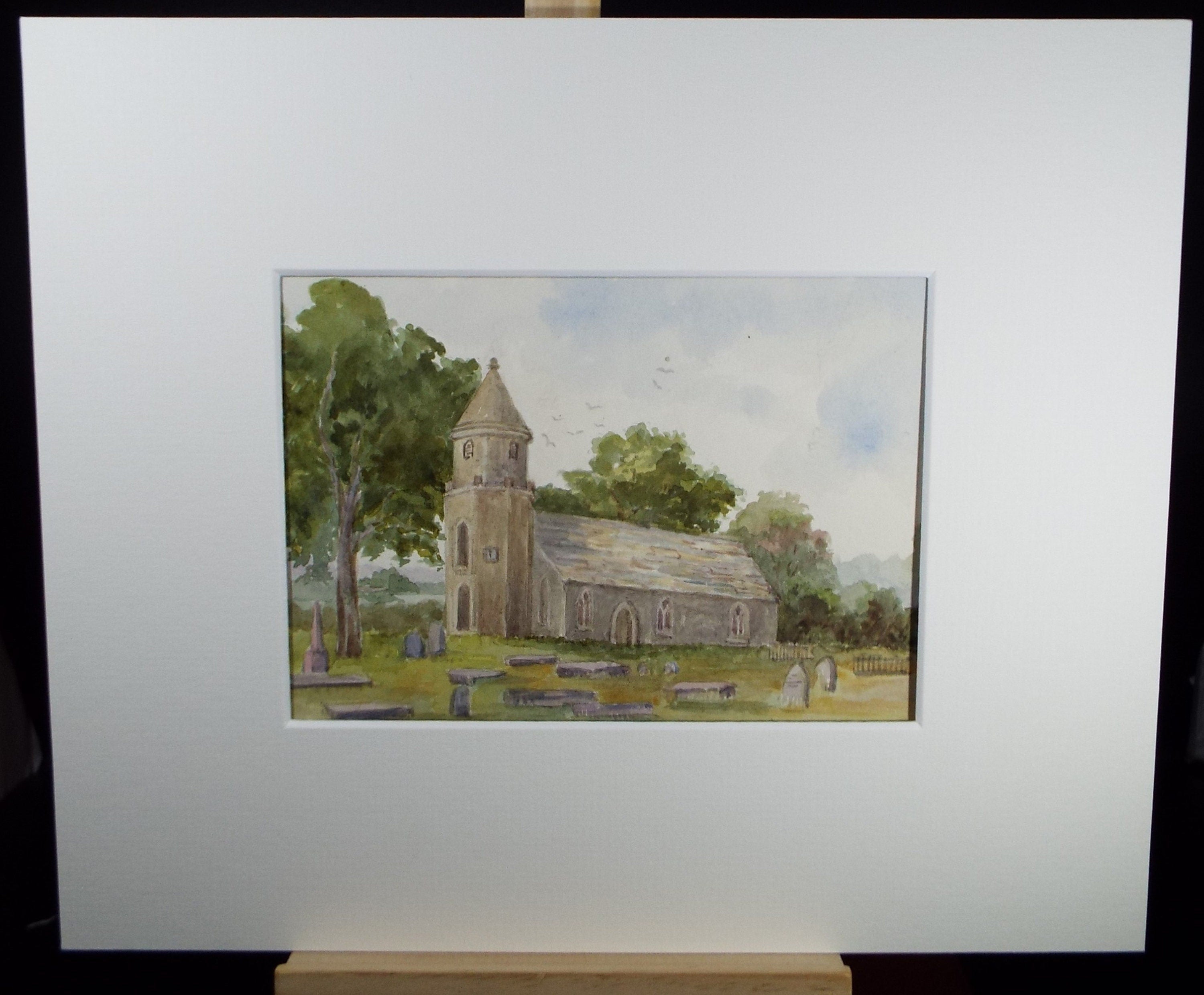 Original Watercolour Sketch, 'Church Study', c1910, Unknown Artist