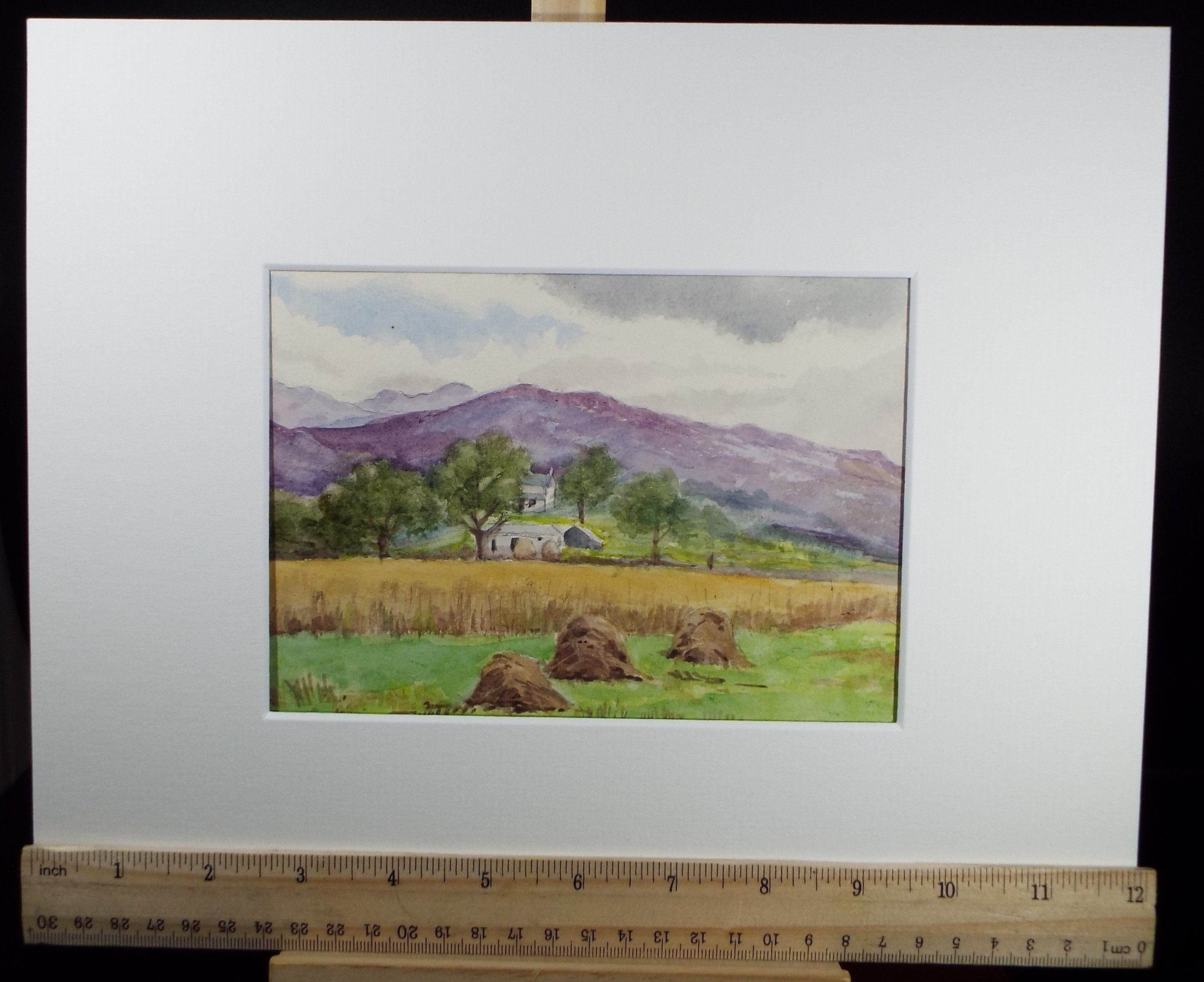 Original Watercolour Sketch, 'Farmhouse in the Hills' , c1910, Unknown Artist