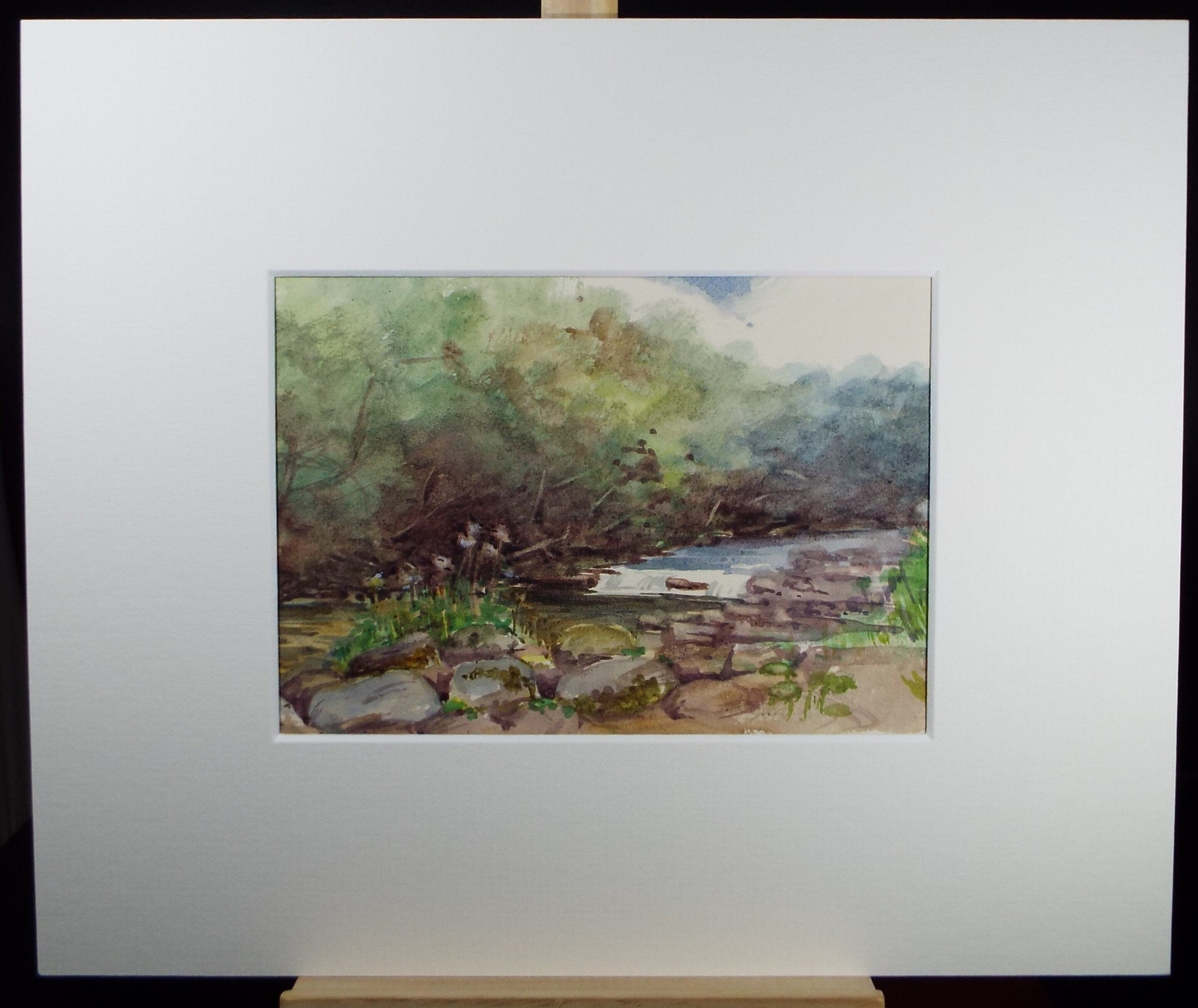 Original Watercolour Sketch, 'River Weir' , c1910, Unknown Artist