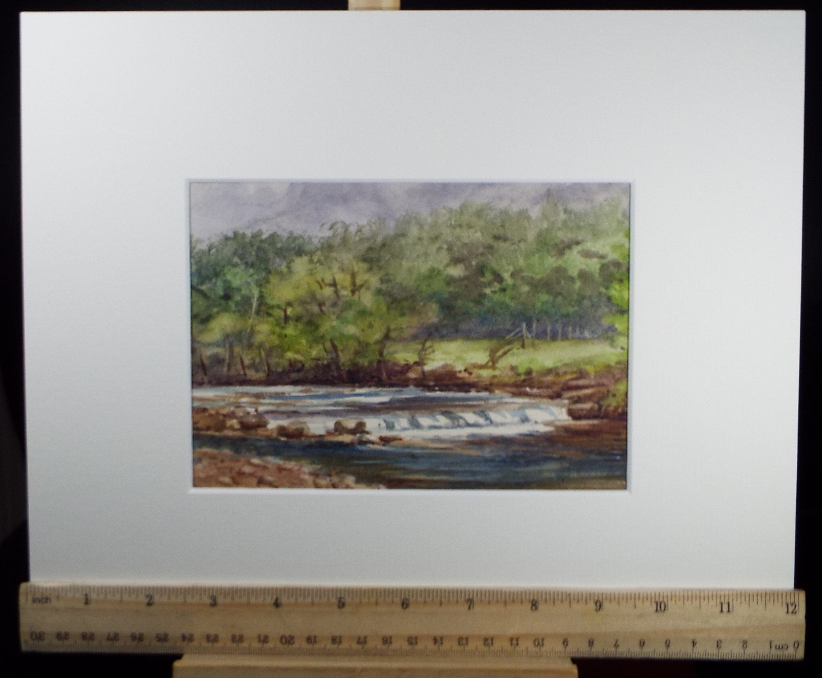 Original Watercolour Sketch, 'River weir , c1910, Unknown Artist