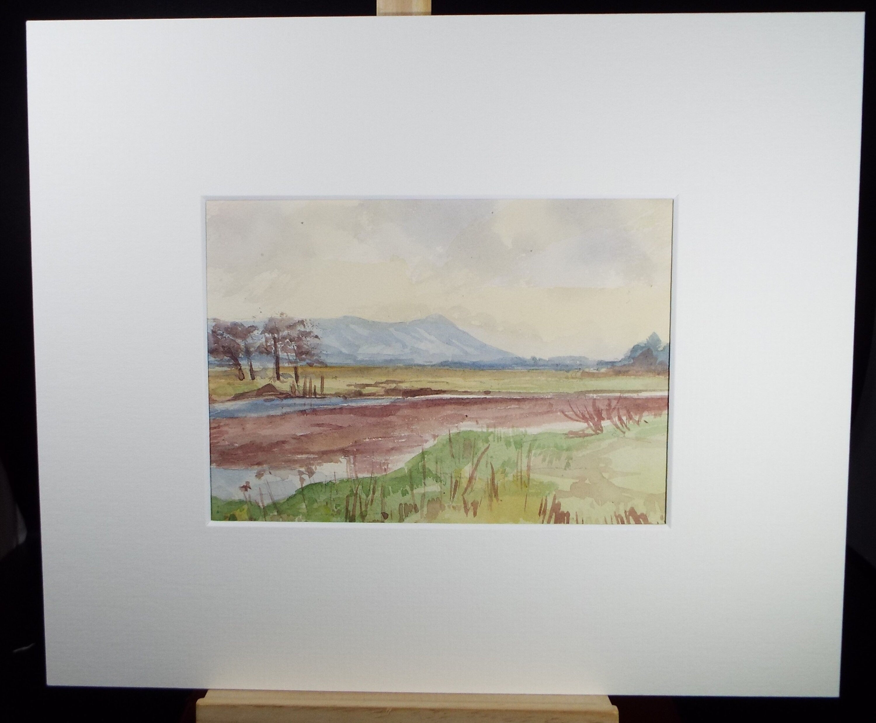Original Watercolour Sketch, 'River with distant hills', c1910, Unknown Artist