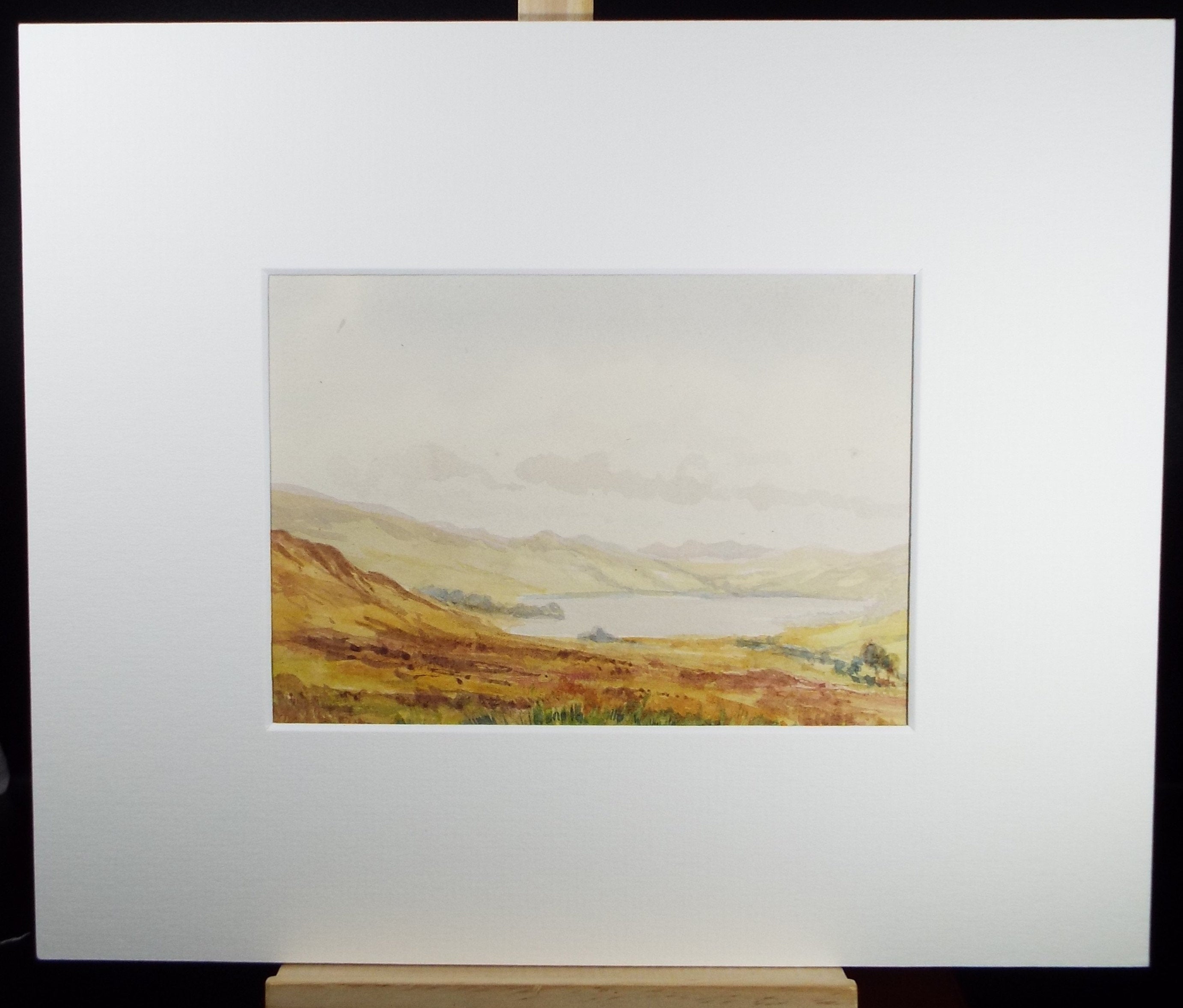 Original Watercolour Sketch, 'Heather Muir with distant Loch ', c1910, Unknown Artist