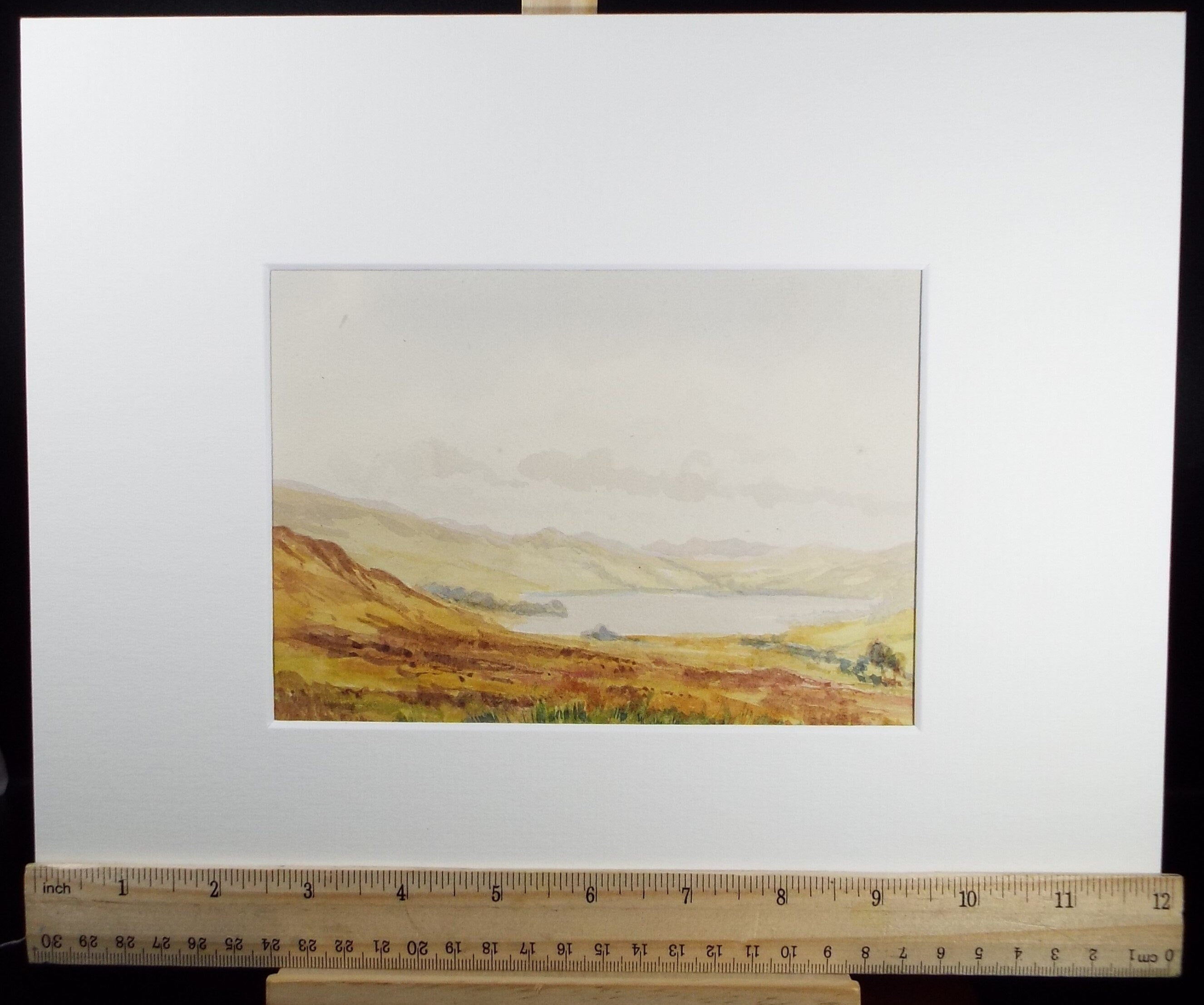 Original Watercolour Sketch, 'Heather Muir with distant Loch ', c1910, Unknown Artist