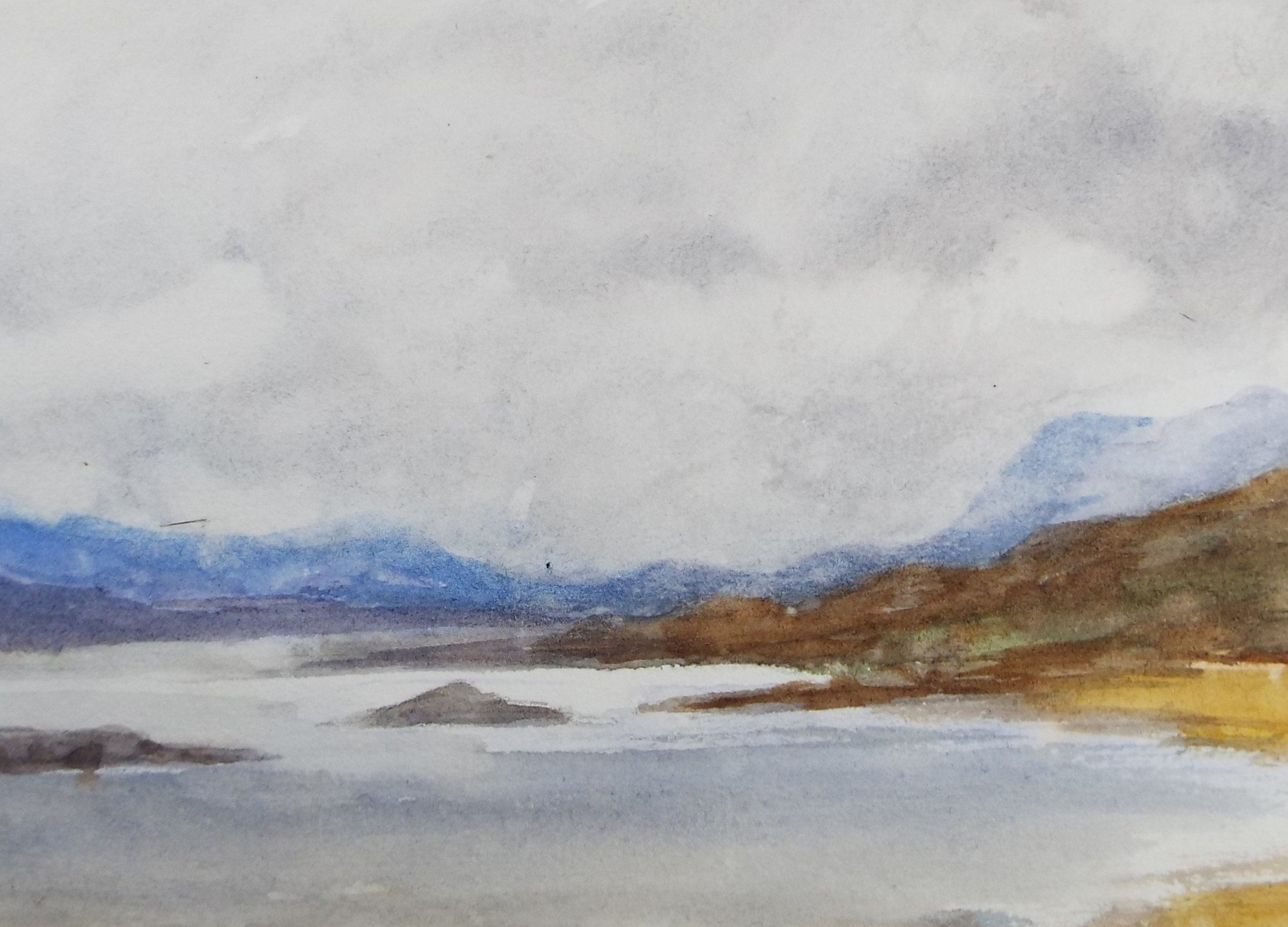 Original Watercolour Sketch, 'Misty Loch', c1910, Unknown Artist
