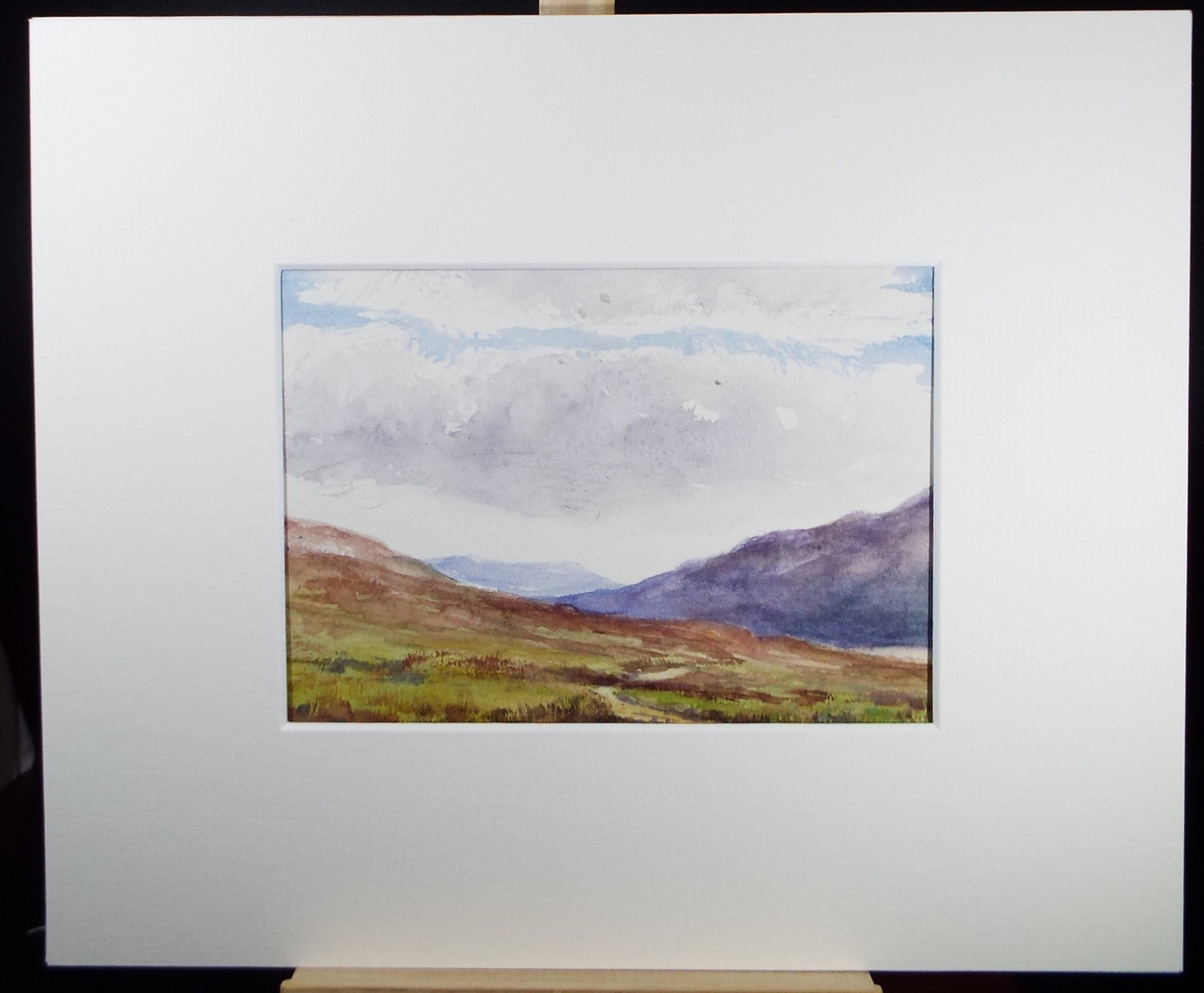 Original Watercolour Sketch, 'Clouds above Moorland', c1910, Unknown Artist