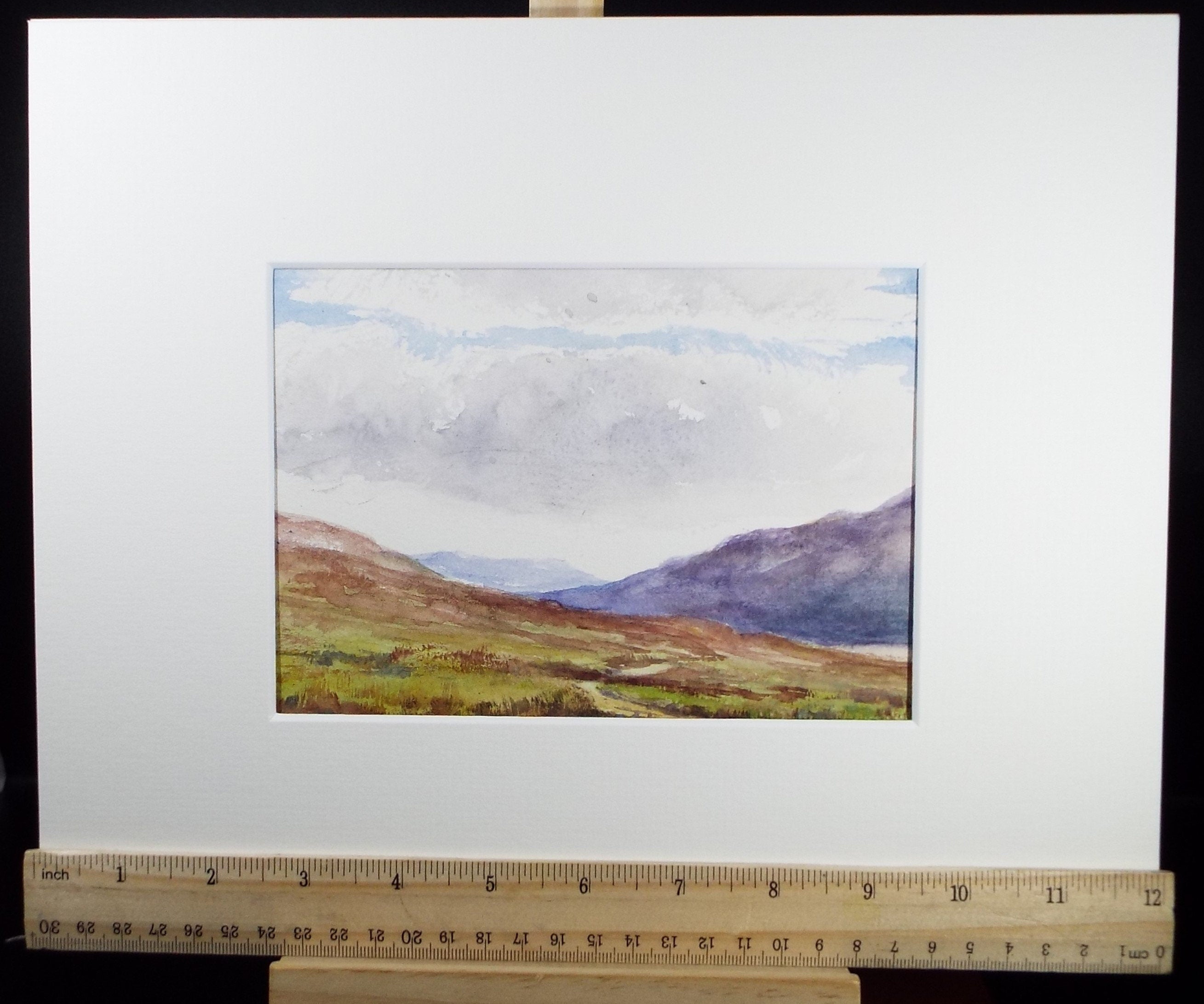 Original Watercolour Sketch, 'Clouds above Moorland', c1910, Unknown Artist
