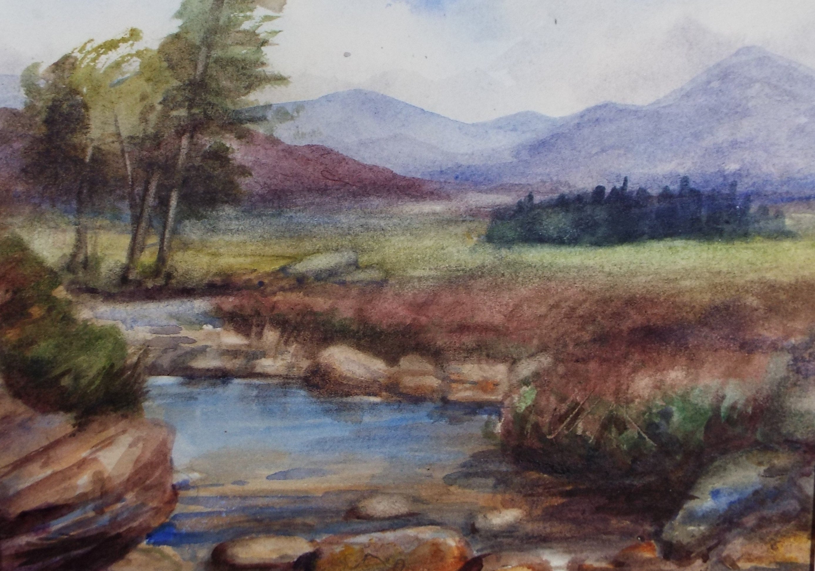 Original Watercolour Sketch, 'Highland stream', c1910, Unknown Artist