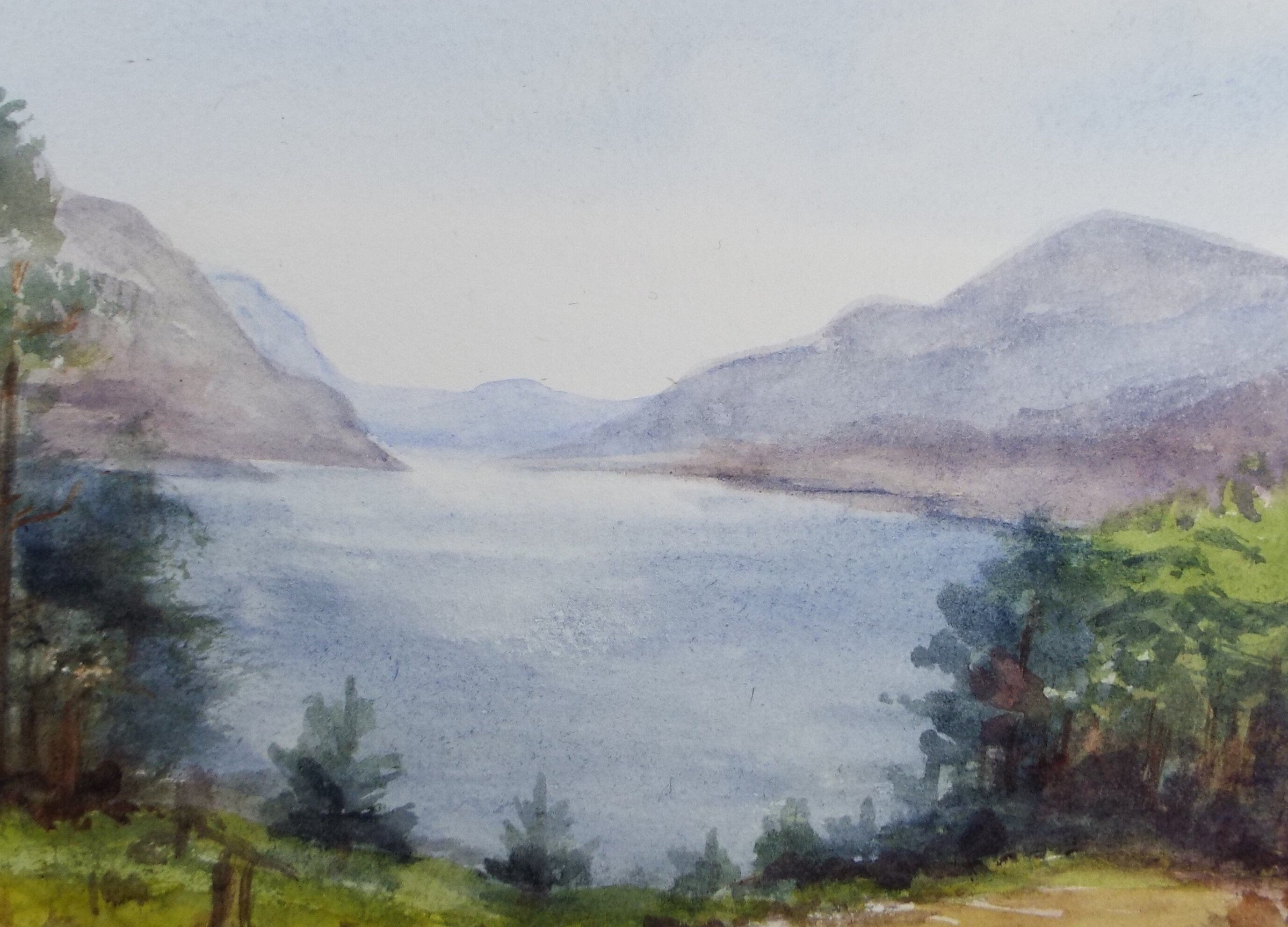 Original Watercolour Sketch, 'Lochside with Pine Trees', c1910, Unknown Artist