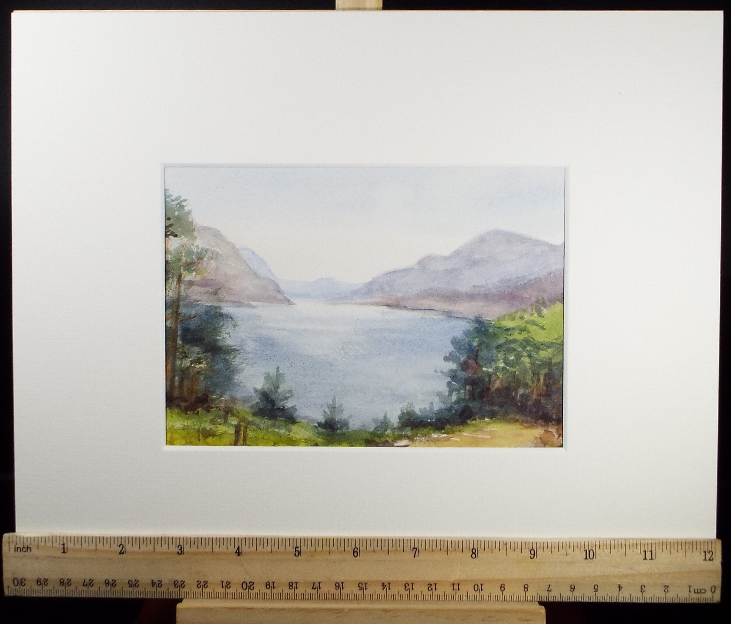 Original Watercolour Sketch, 'Lochside with Pine Trees', c1910, Unknown Artist