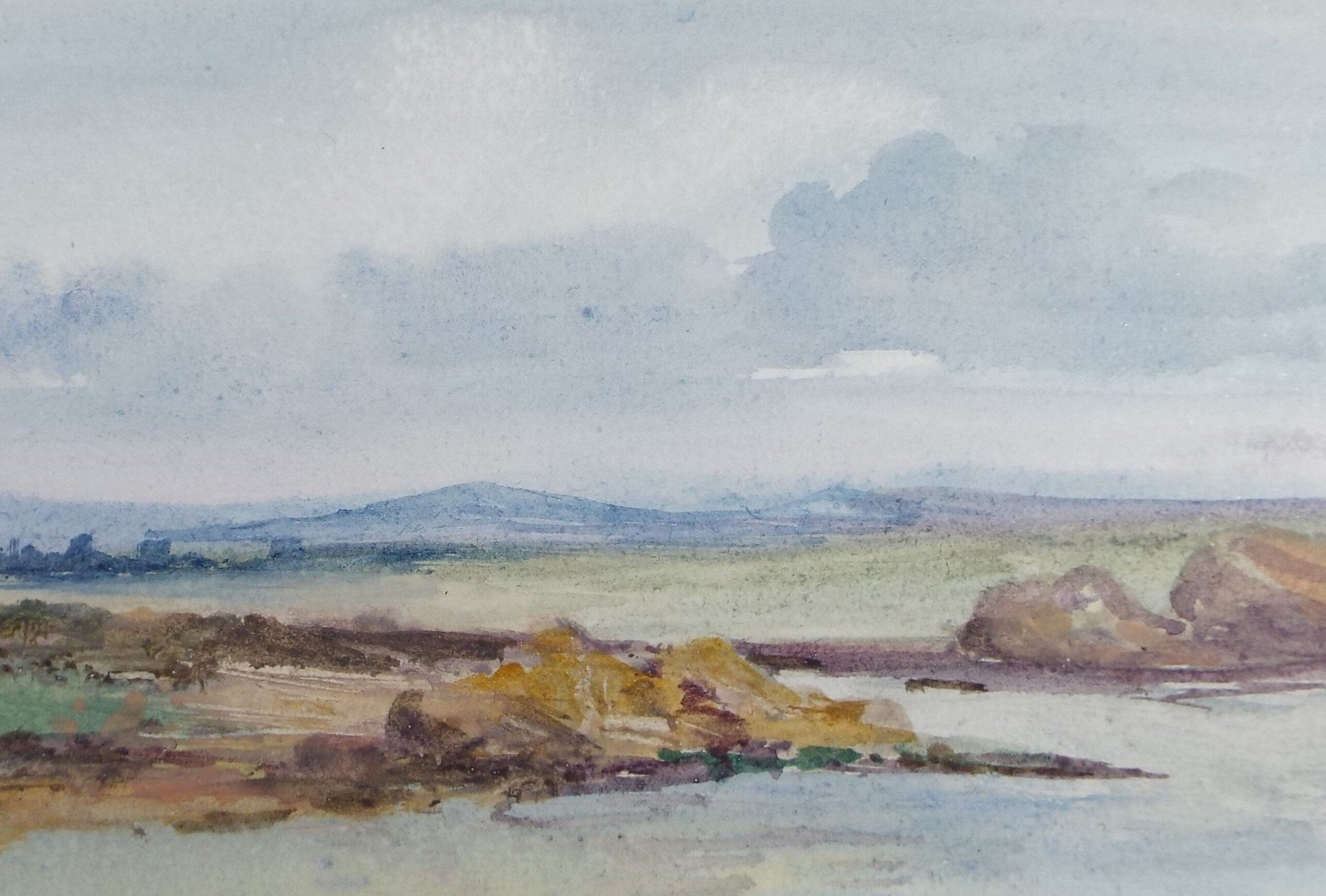 Original Watercolour Sketch, 'Coastal Landscape', c1910, Unknown Artist