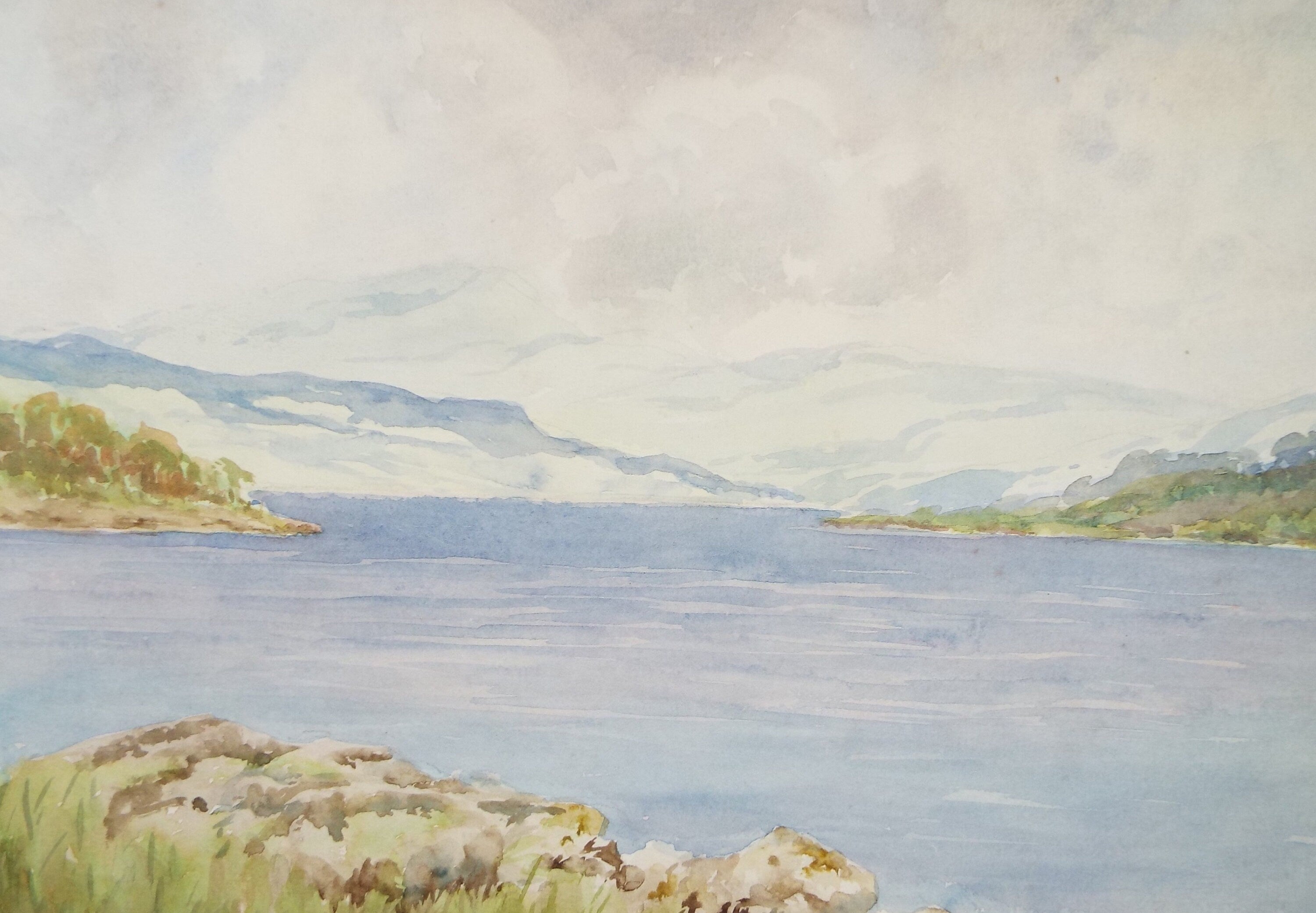 Original Watercolour Sketch, 'Lochs Scridian?, Argyll', c1950, Unknown Artist