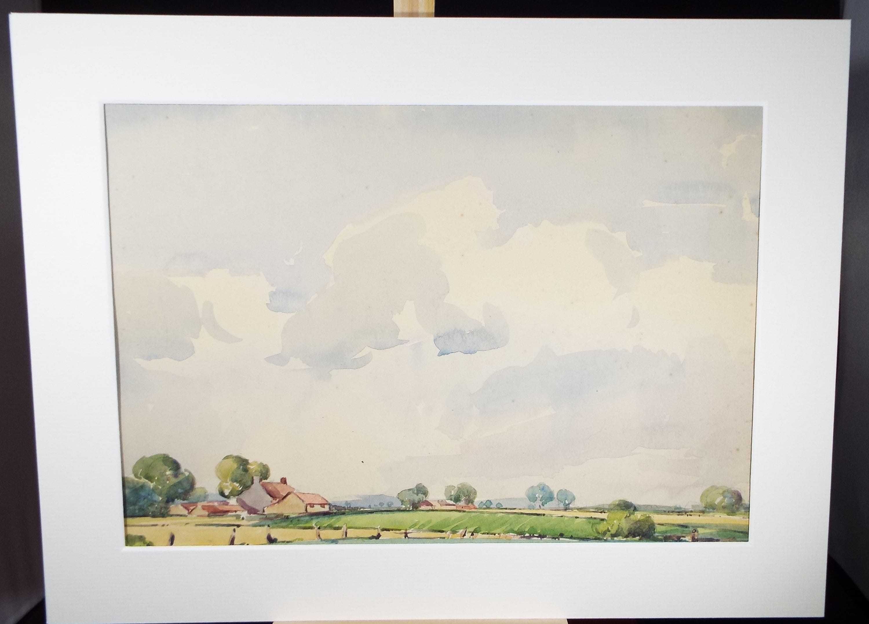 Original Watercolour, 'Farming Landscape with Broad Sky', Edward Eaton Brannan (1886-1957)