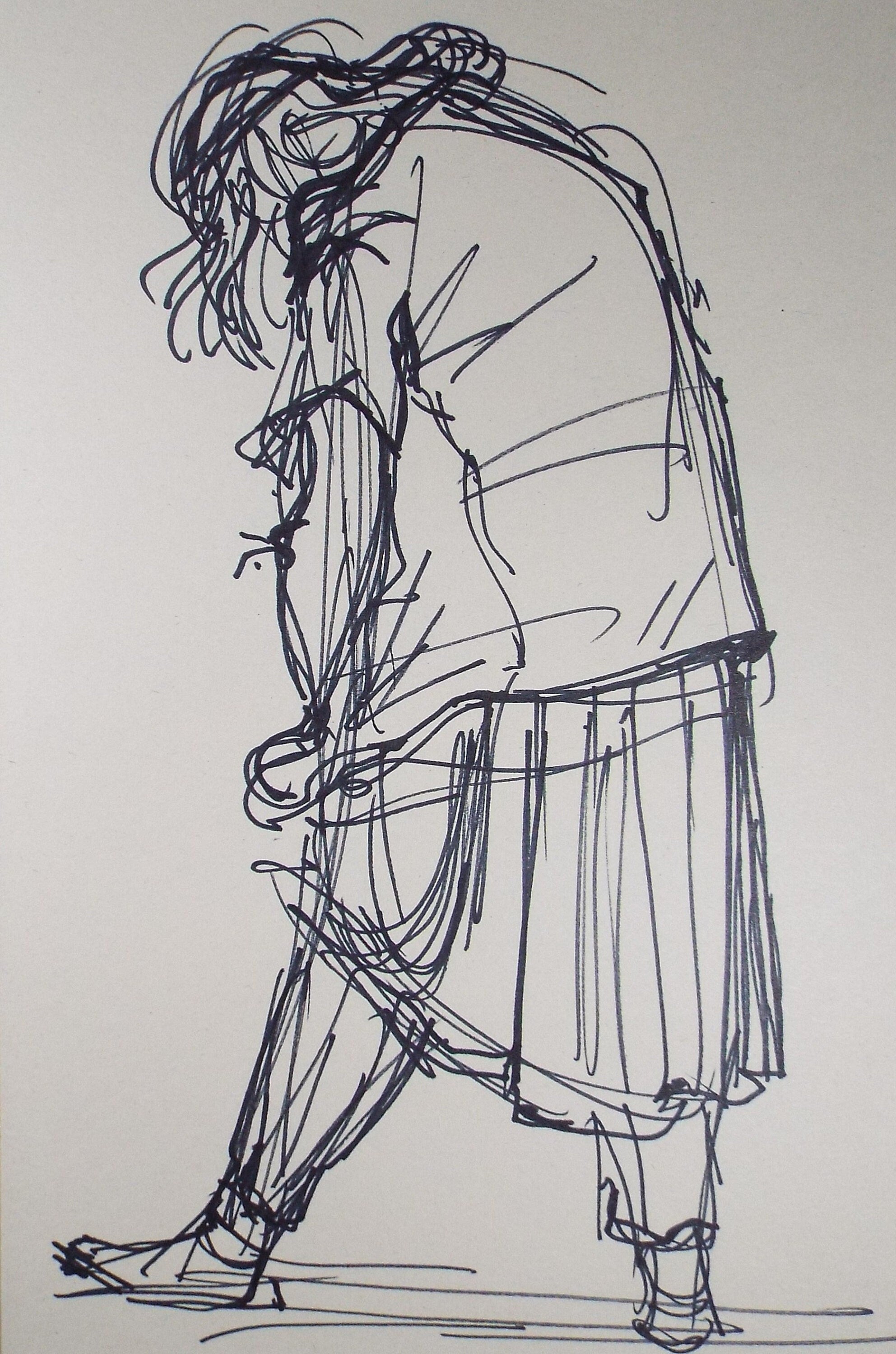 Original Pen & Ink Sketch,'Woman From Rear',Richard Bazley b1962, Circa 1980's